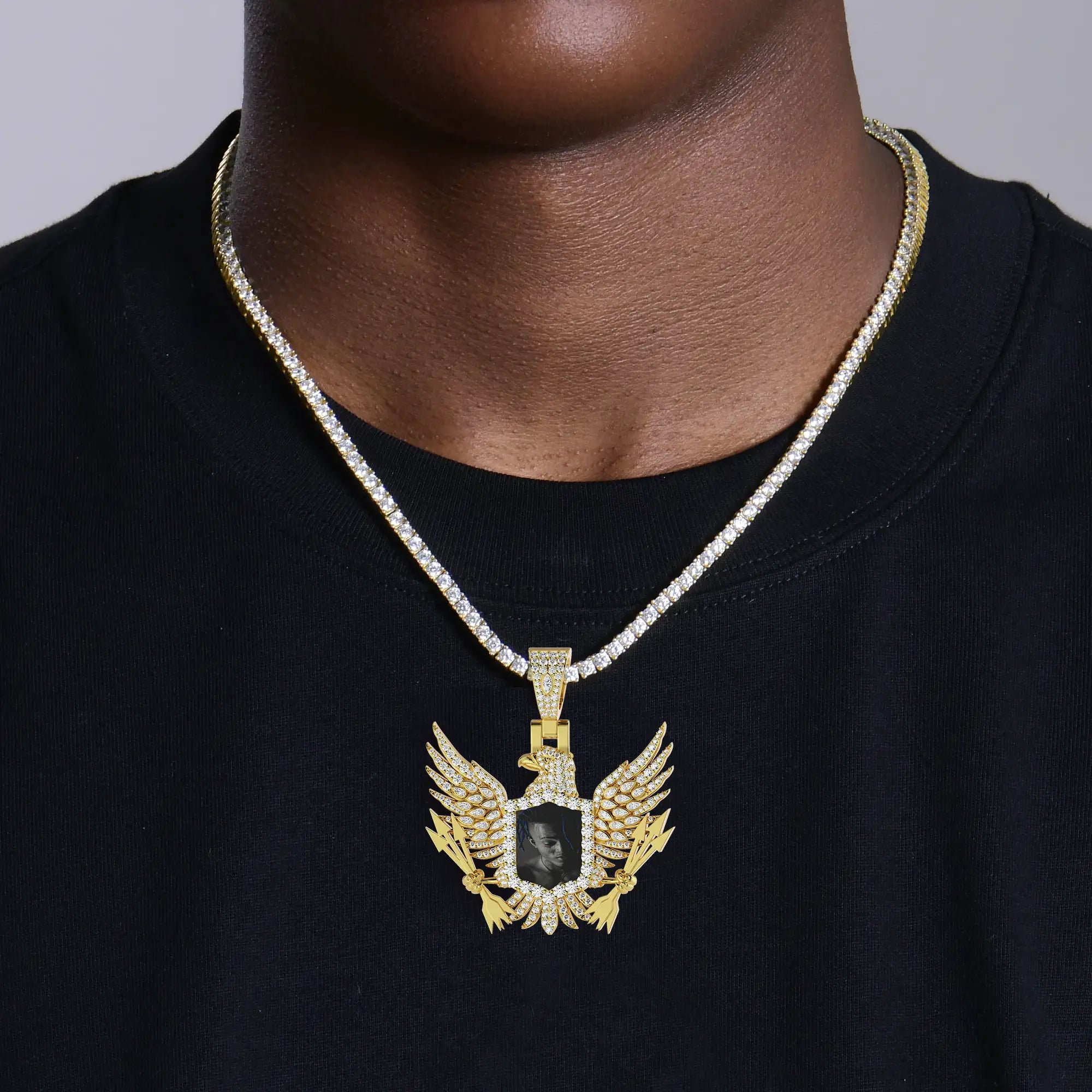 Custom 3D Eagle Photo Frame Pendant