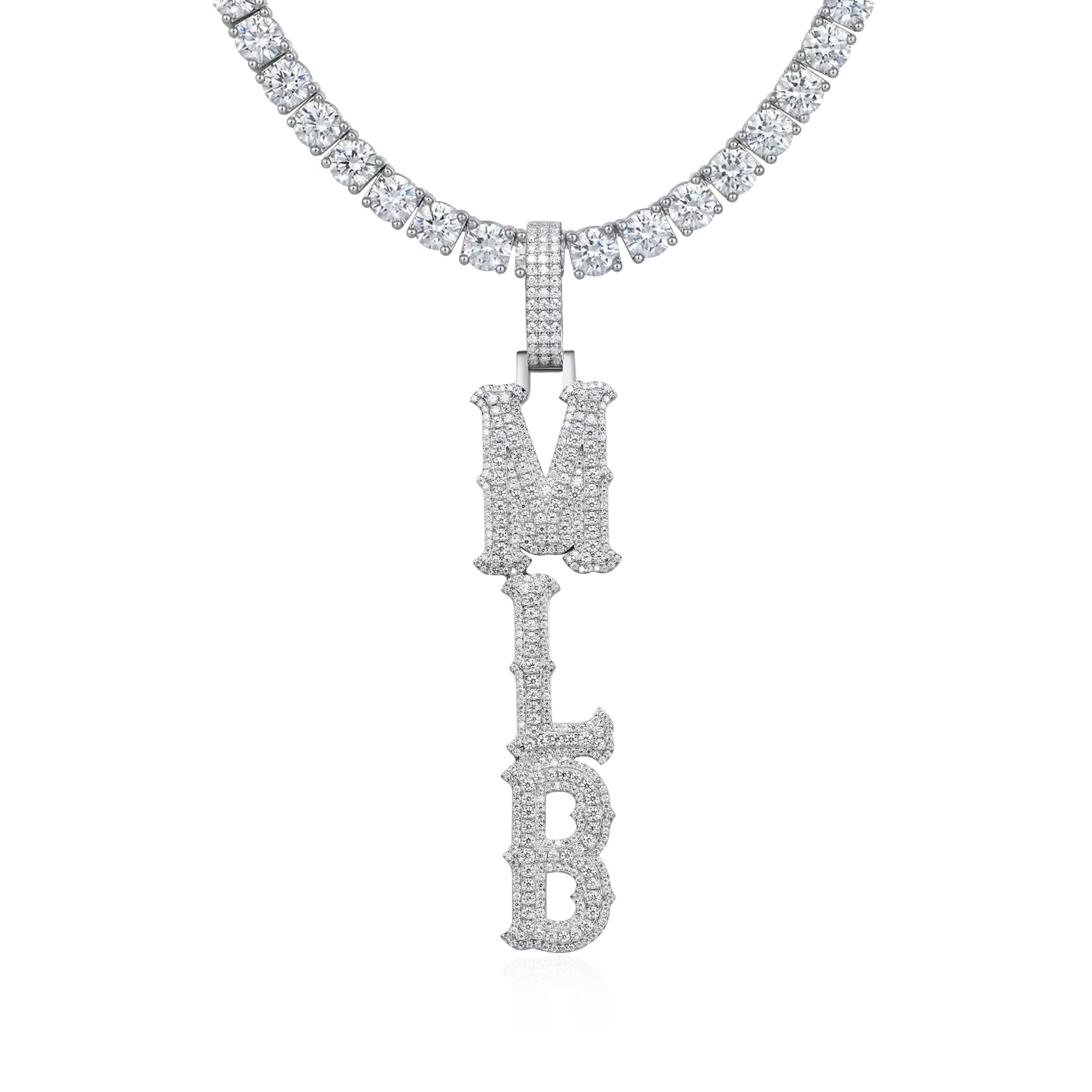 Custom Moissanite Bosox Font/Number Gold Name Pendant
