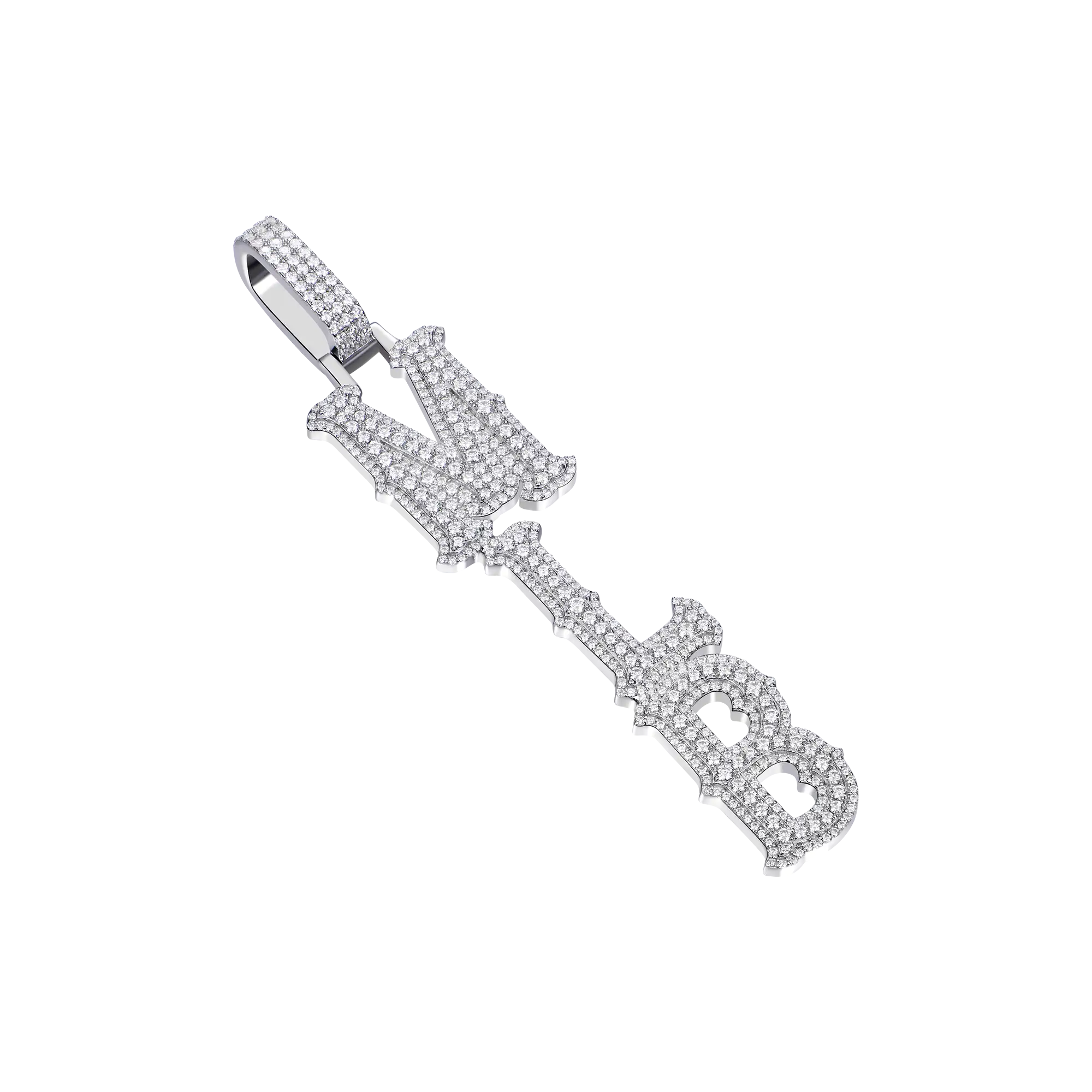 Custom Moissanite Bosox Font/Number Gold Name Vertical Letter Pendant