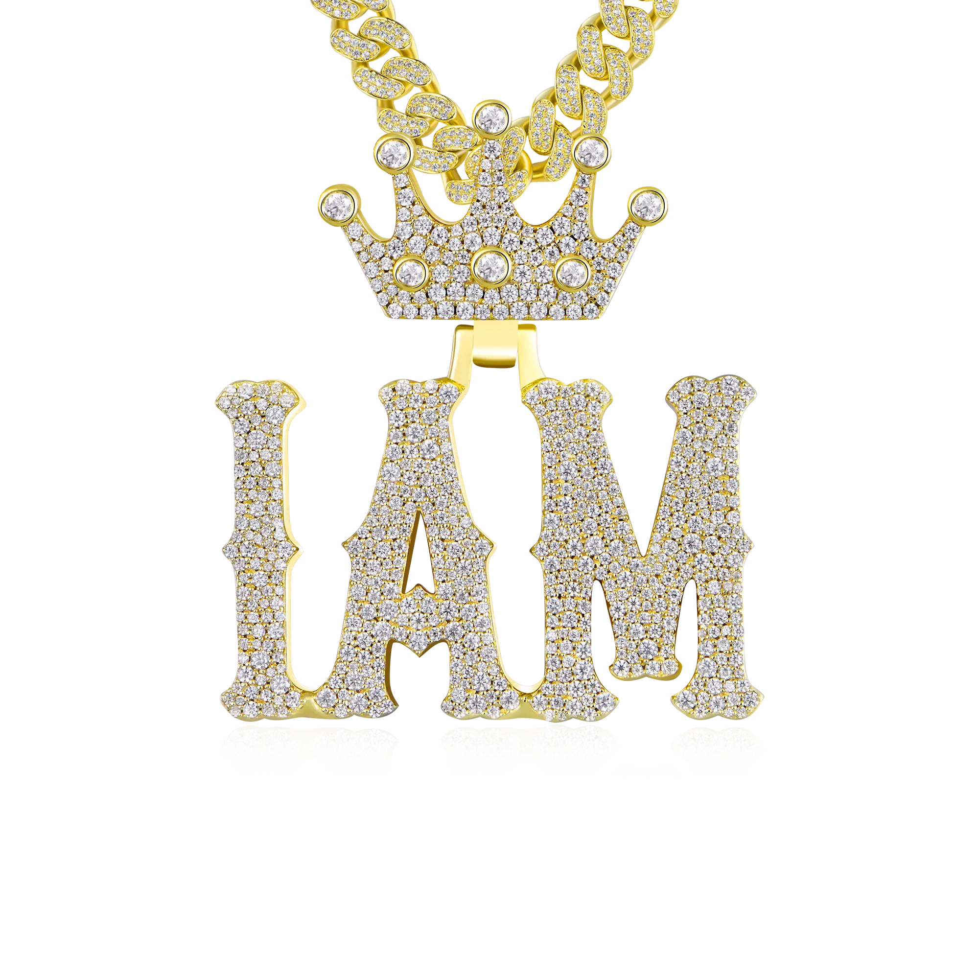 Custom Moissanite Bosox Font/Number Gold Name Pendant