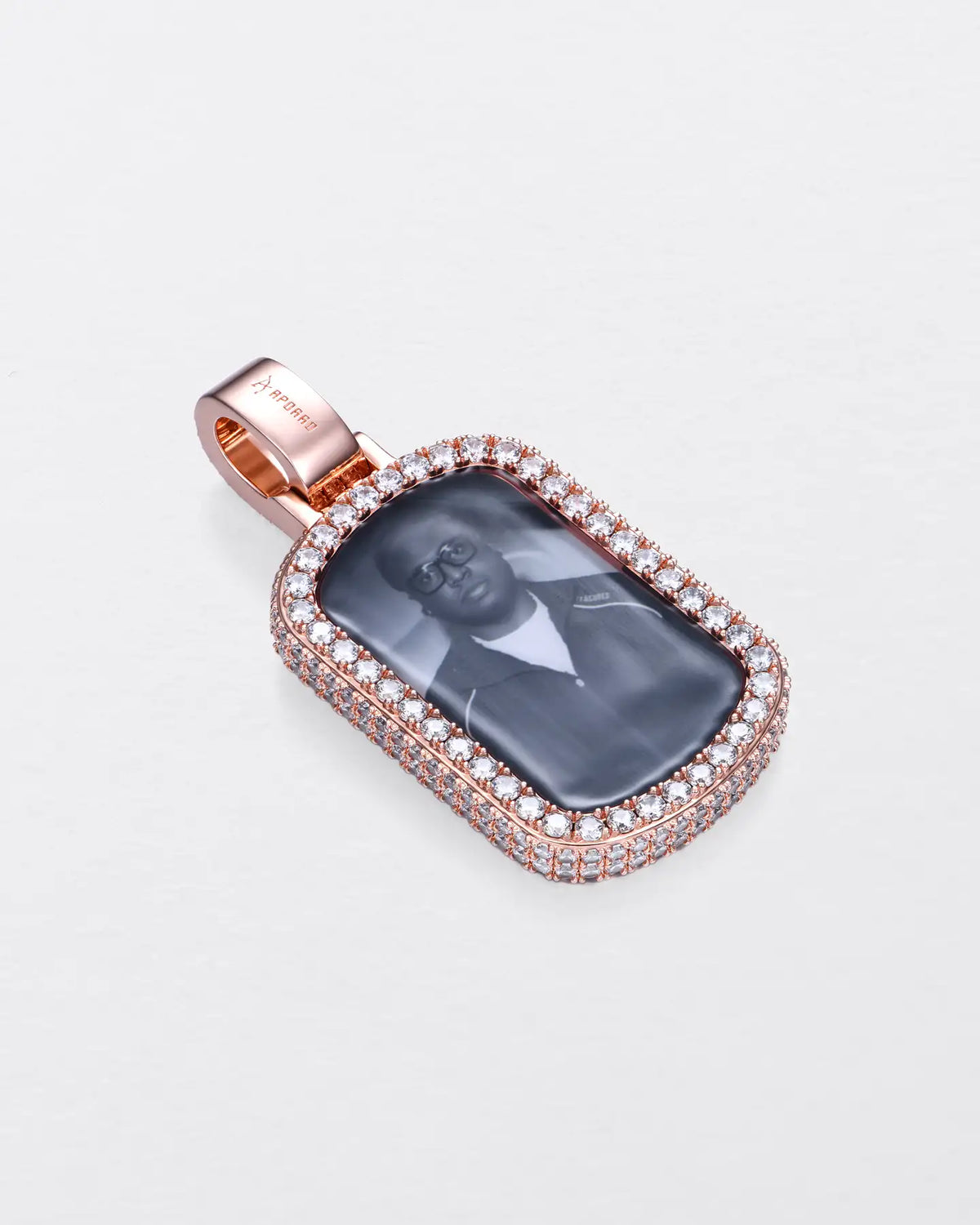 Custom Double-Sided Pavé Dog Tag Photo Pendant