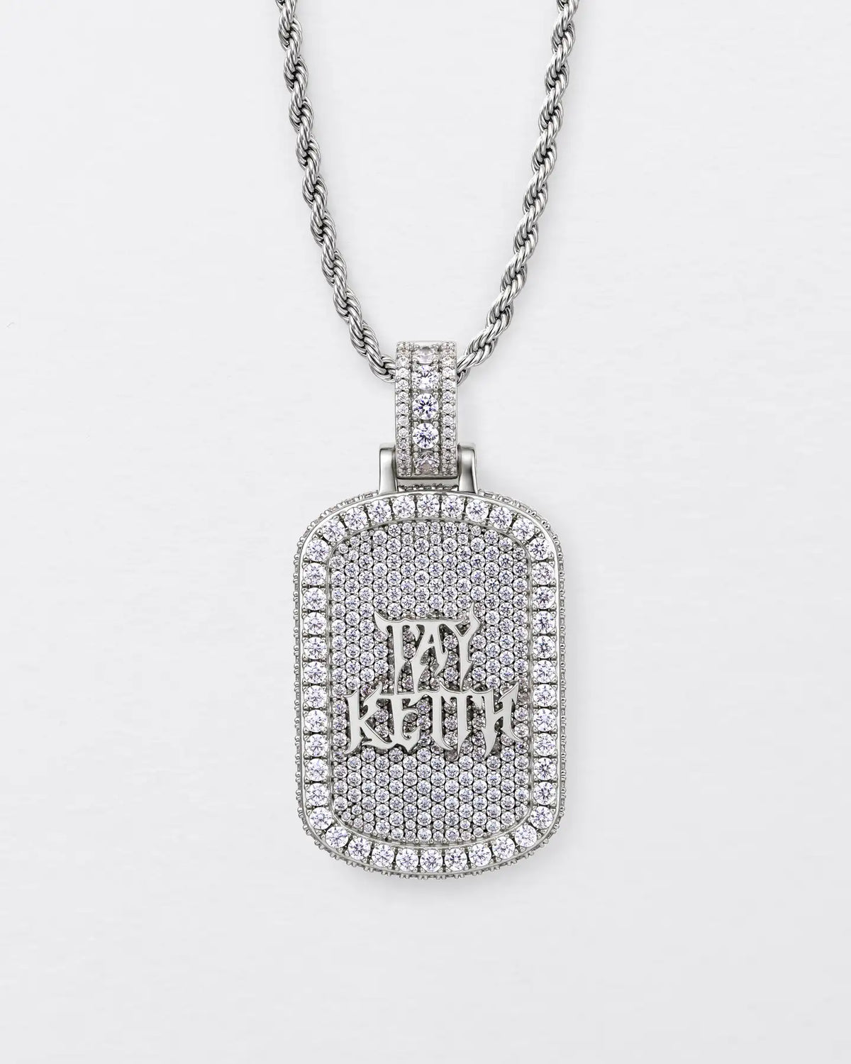 Custom Double-Sided Pavé Dog Tag Photo Pendant