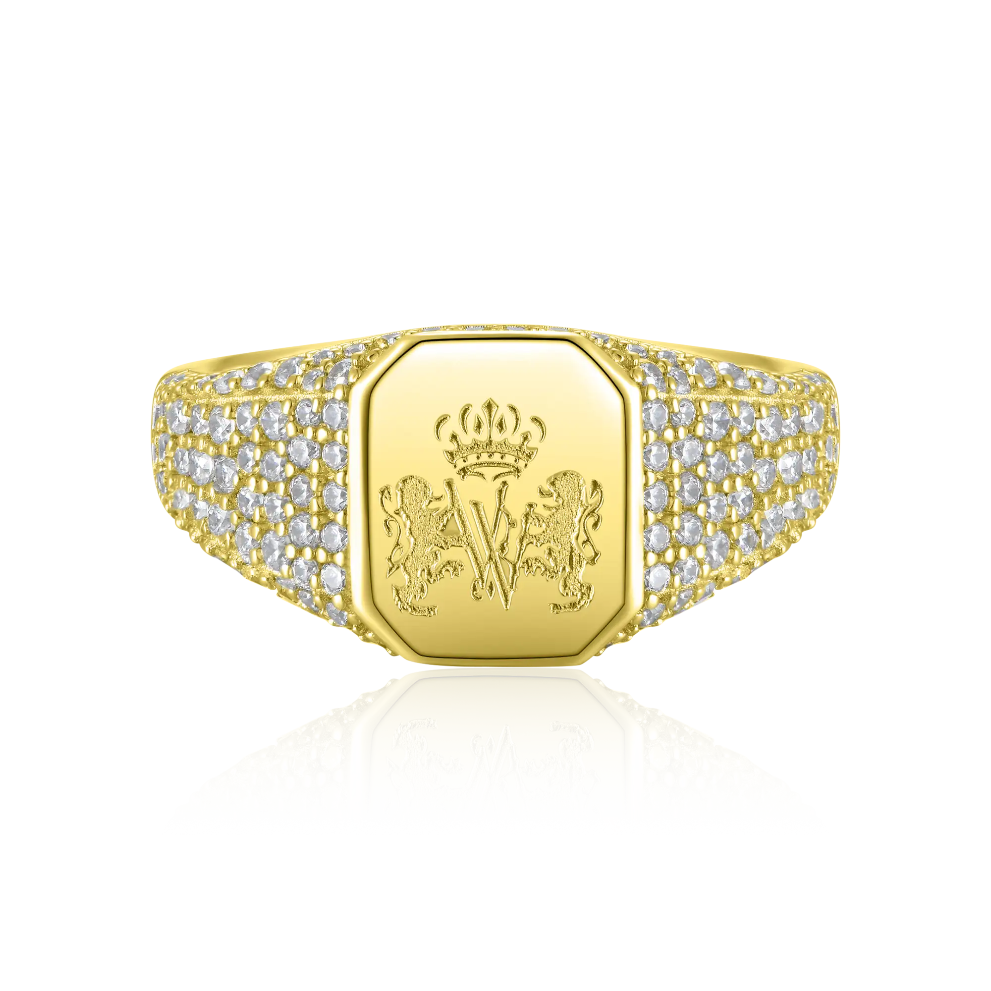 Custom Iced Octagon Signet Ring - Pattern