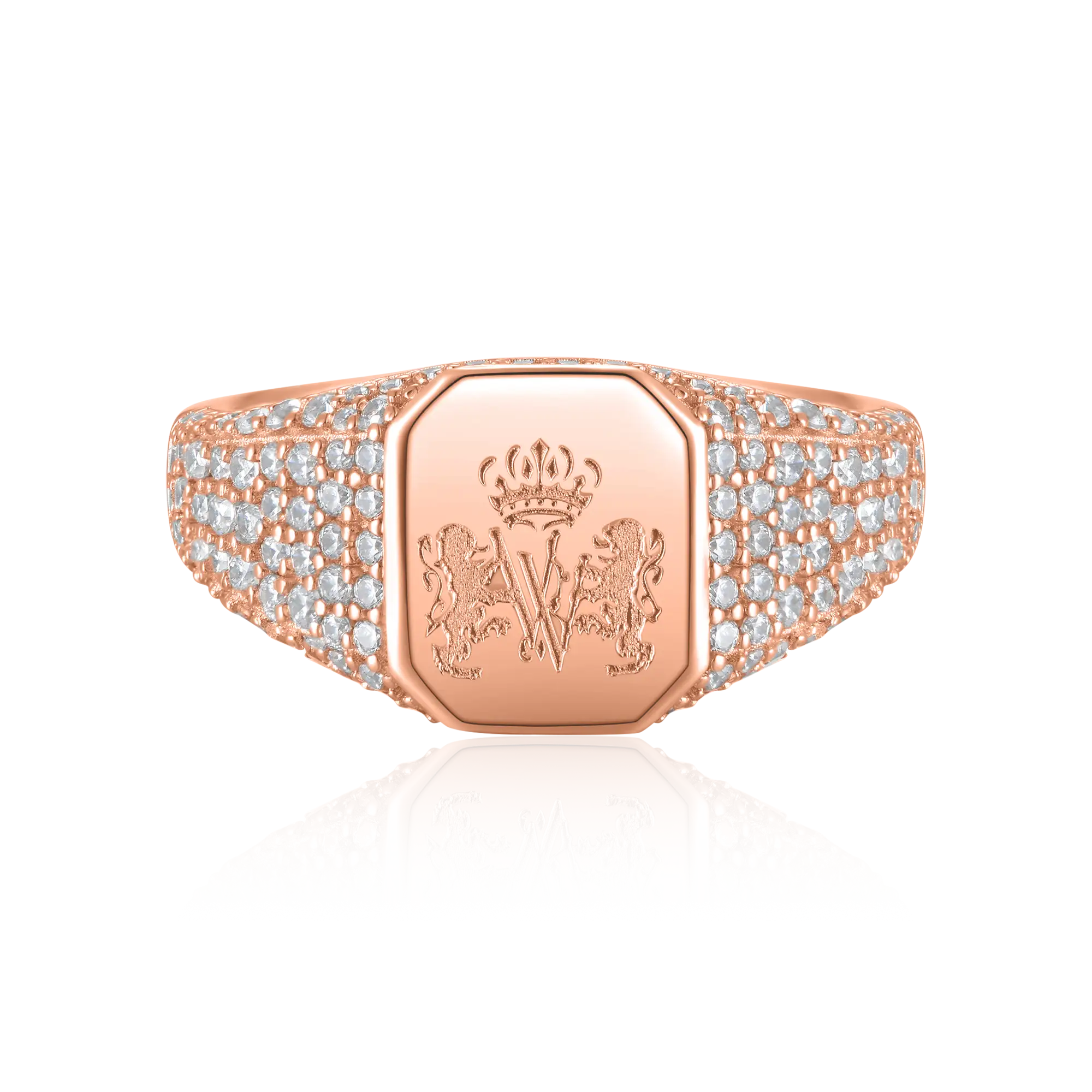 Custom Iced Octagon Signet Ring - Pattern