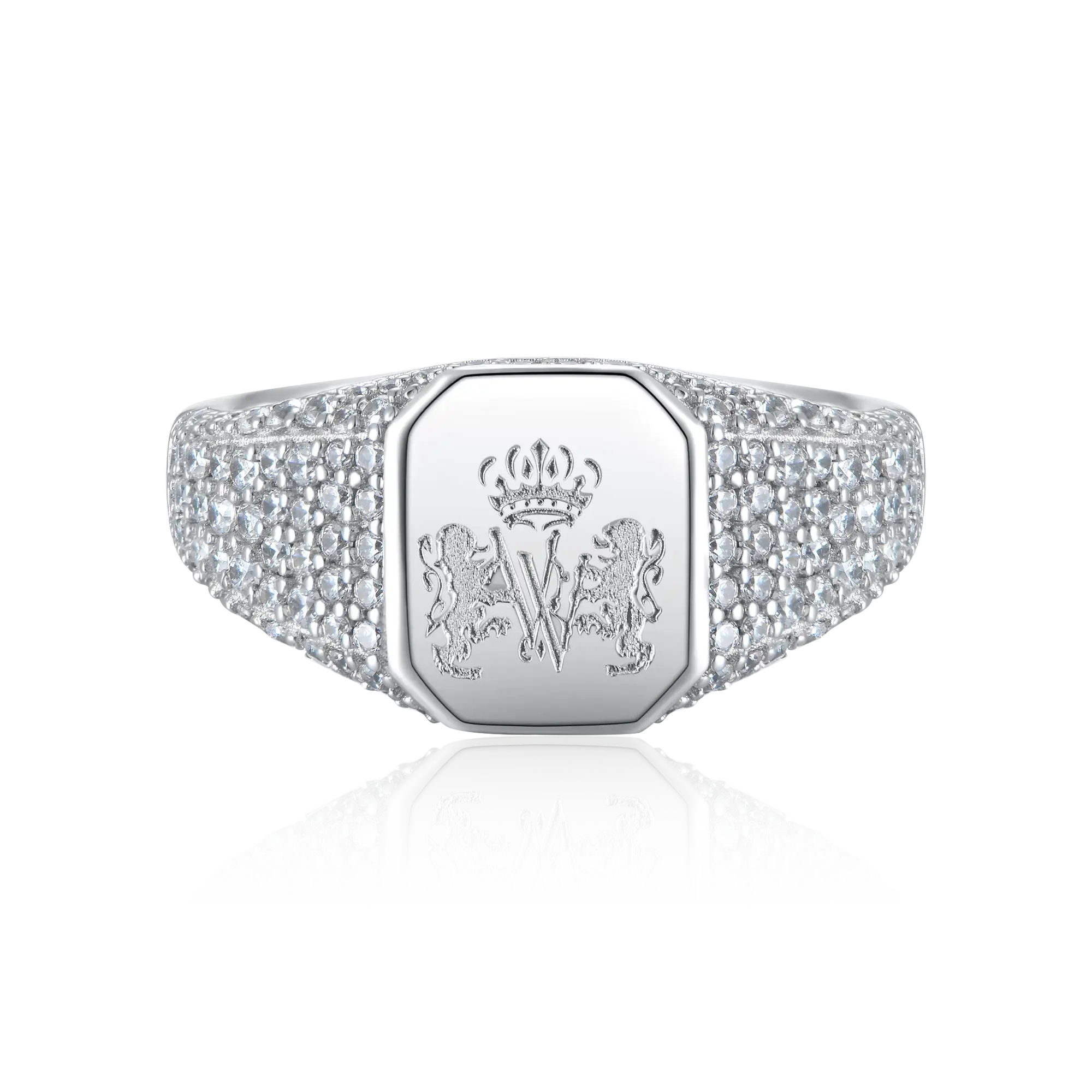 Custom Iced Octagon Signet Ring - Pattern