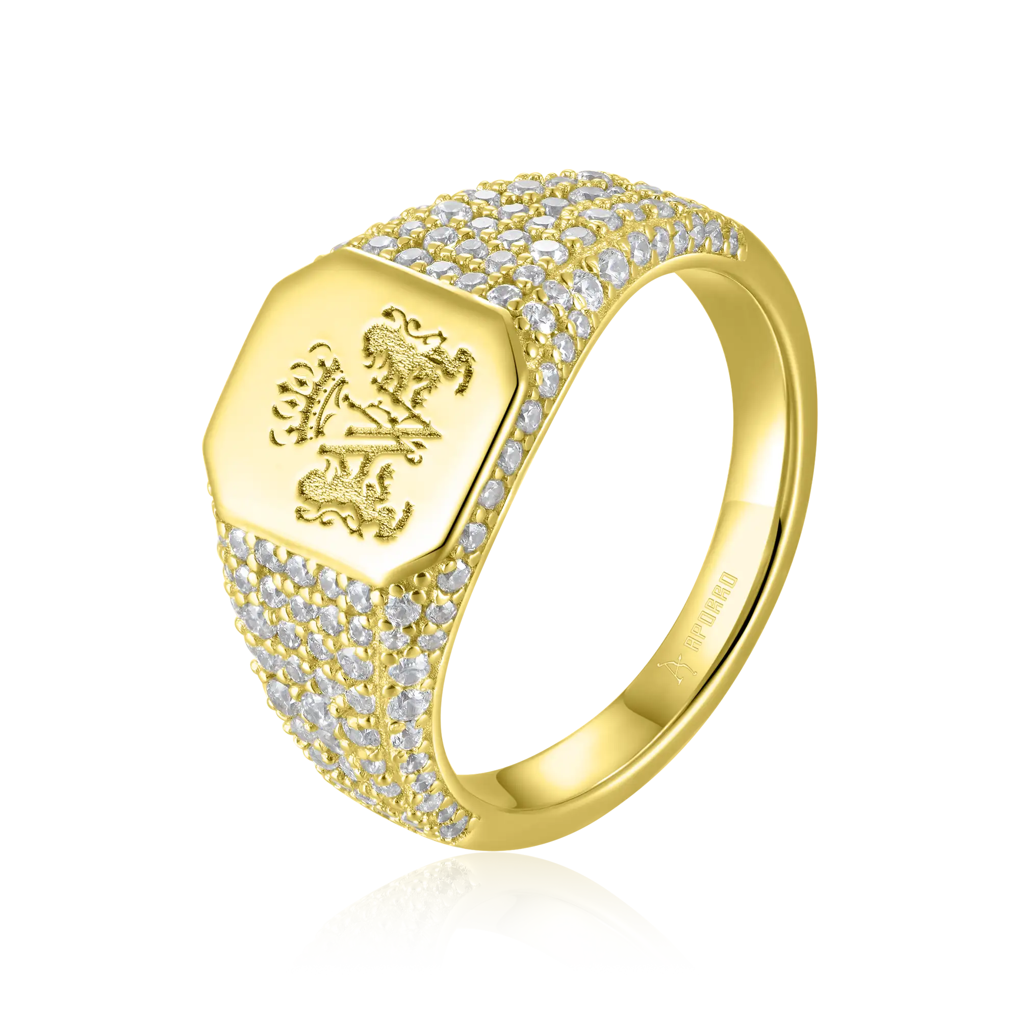 Custom Iced Octagon Signet Ring - Pattern