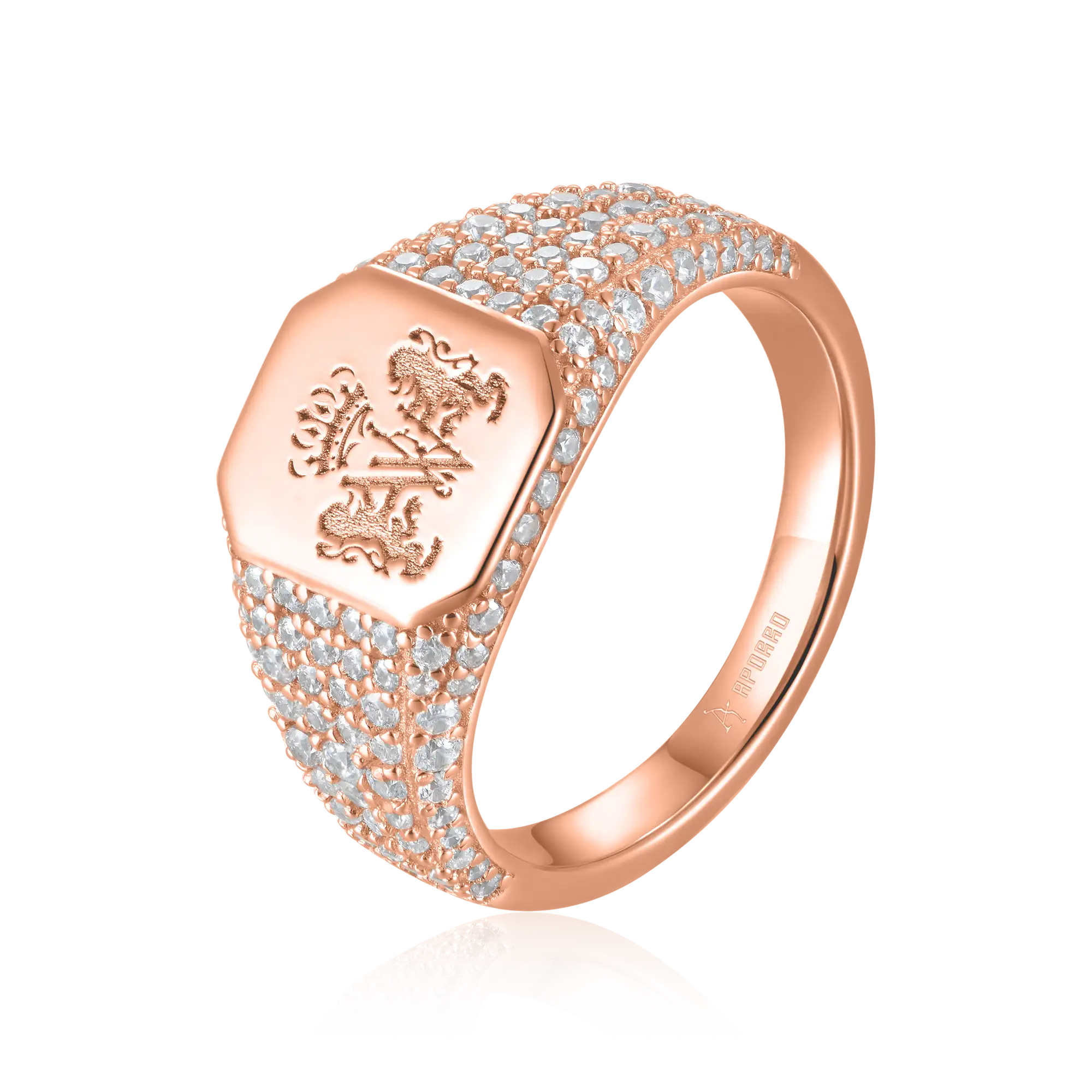 Custom Iced Octagon Signet Ring - Pattern