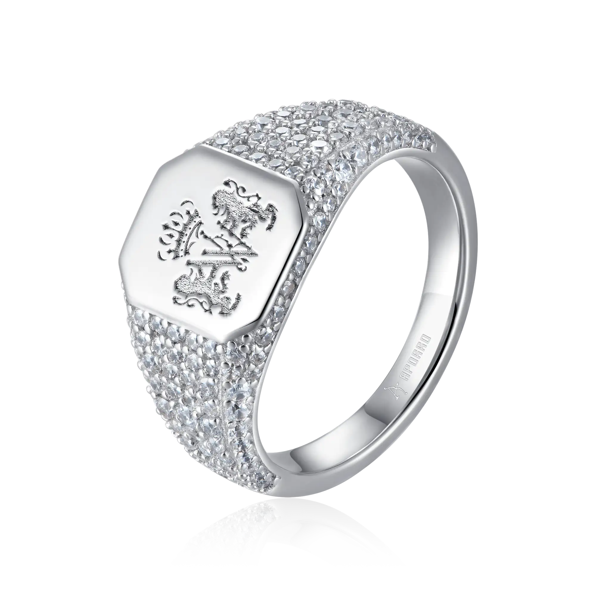 Custom Iced Octagon Signet Ring - Pattern