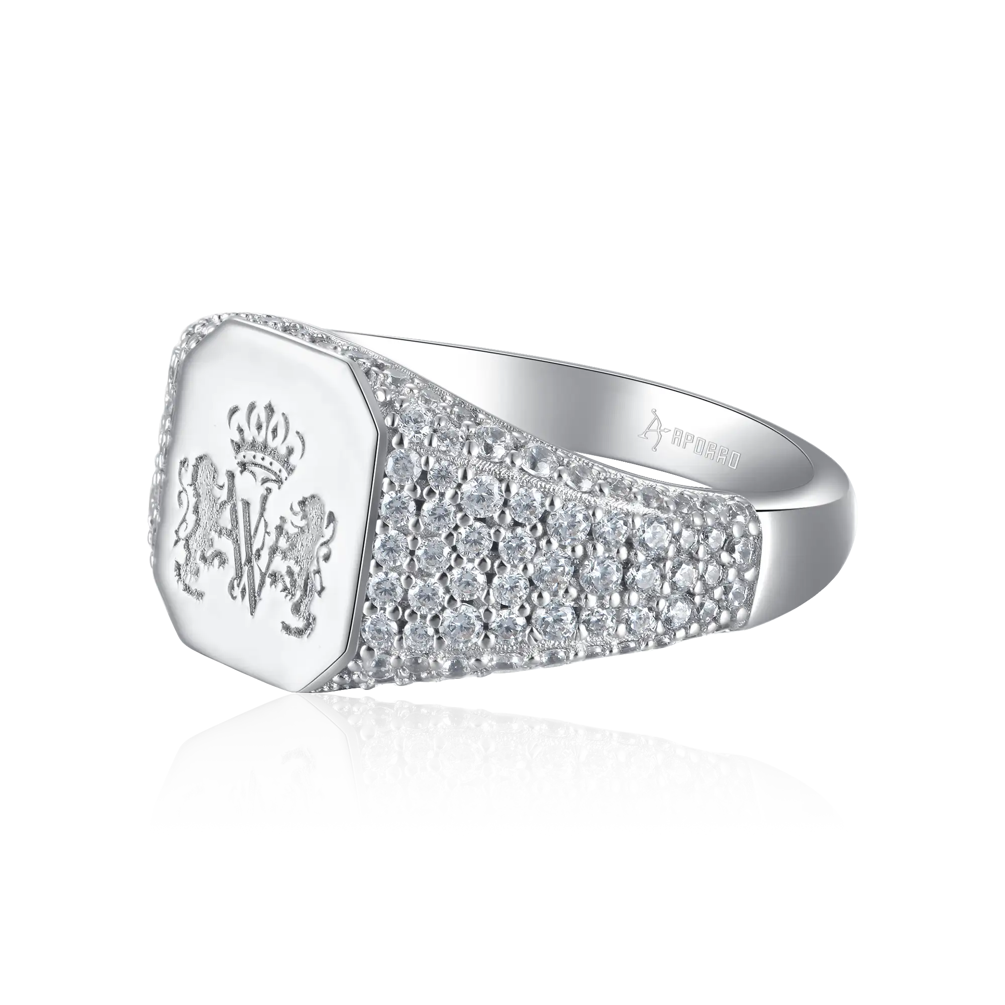 Custom Iced Octagon Signet Ring - Pattern