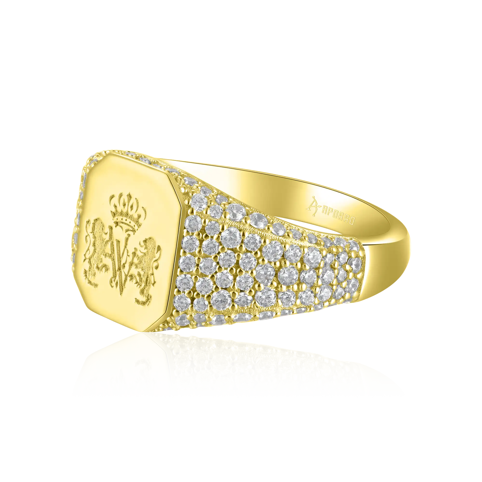 Custom Iced Octagon Signet Ring - Pattern