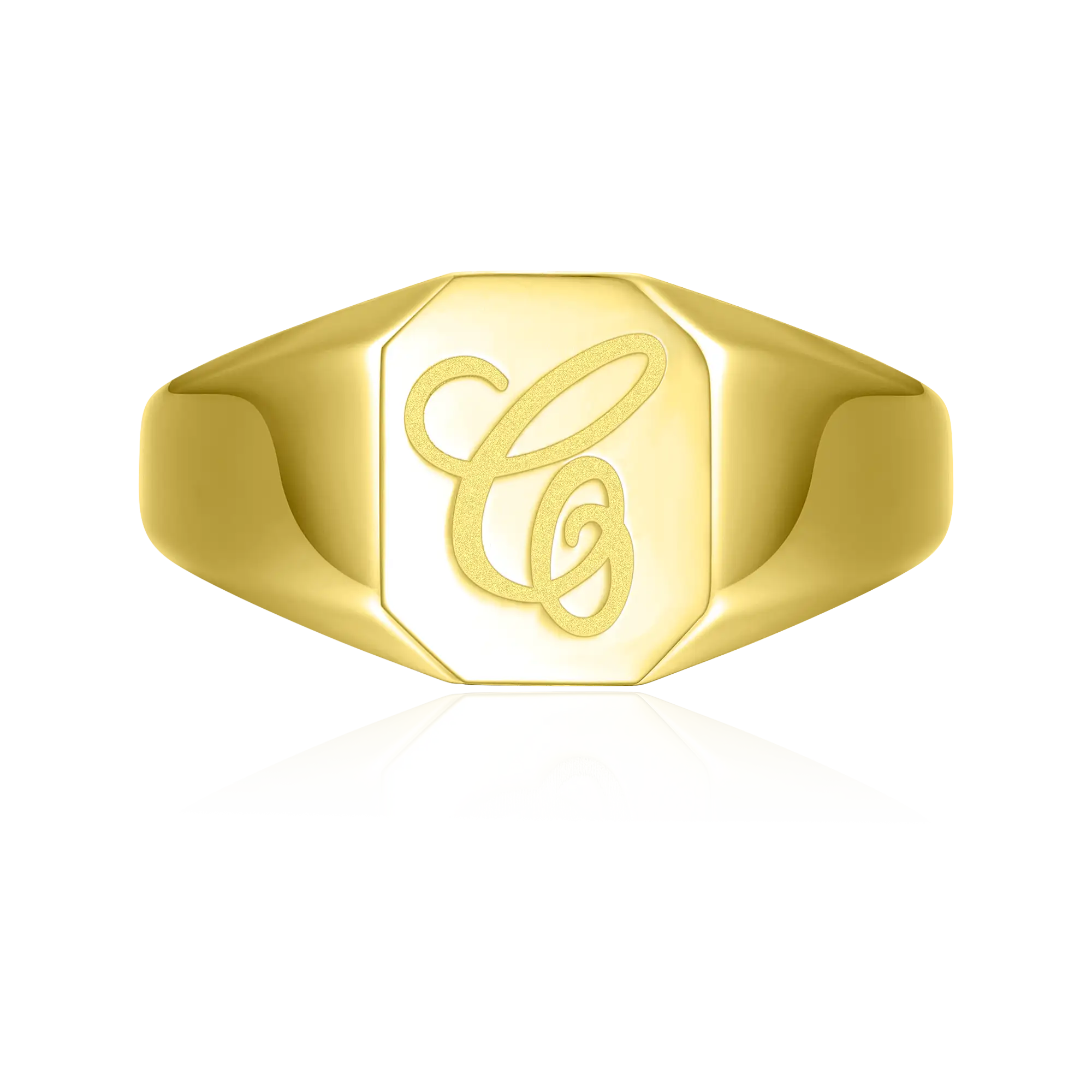 Custom Octagon Signet Ring - Letter