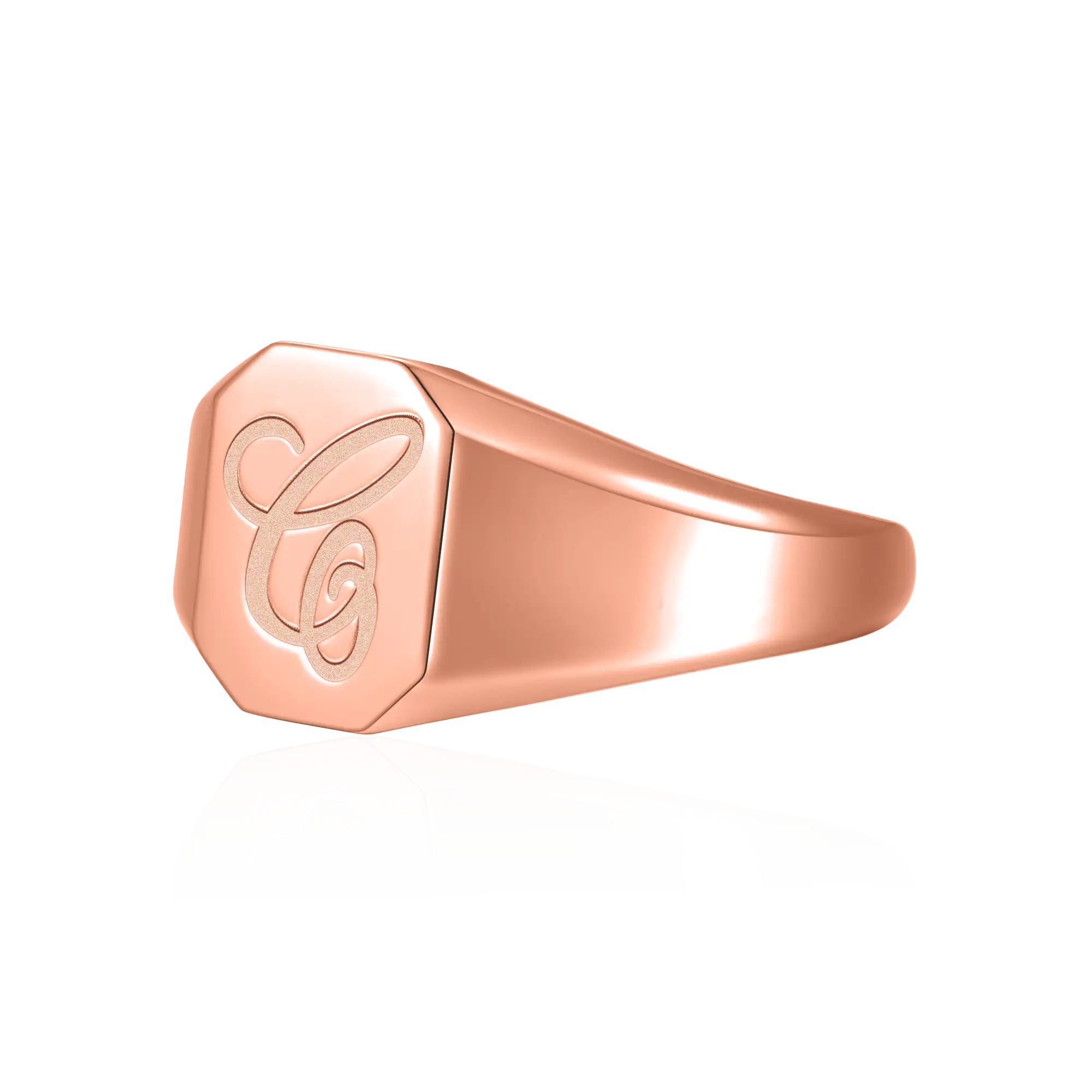 Custom Octagon Signet Ring - Letter