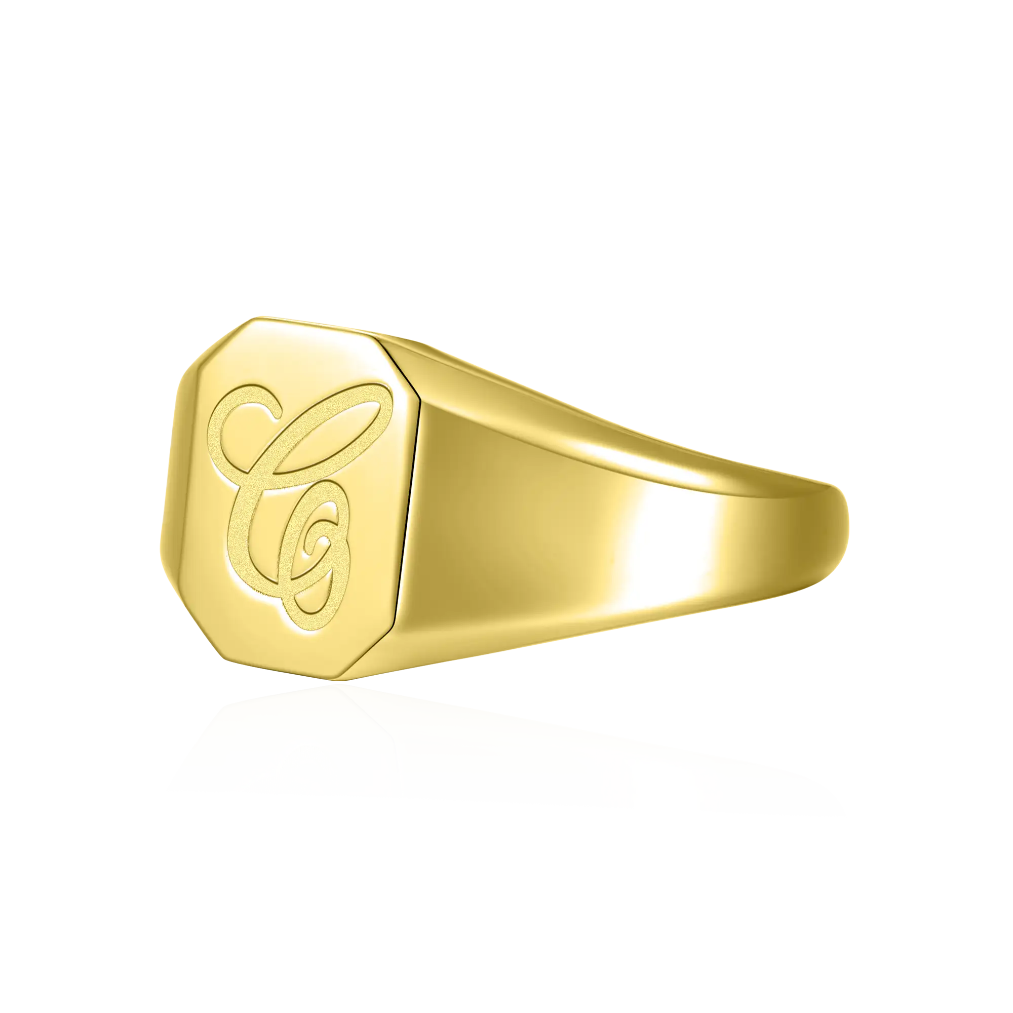 Custom Octagon Signet Ring - Letter