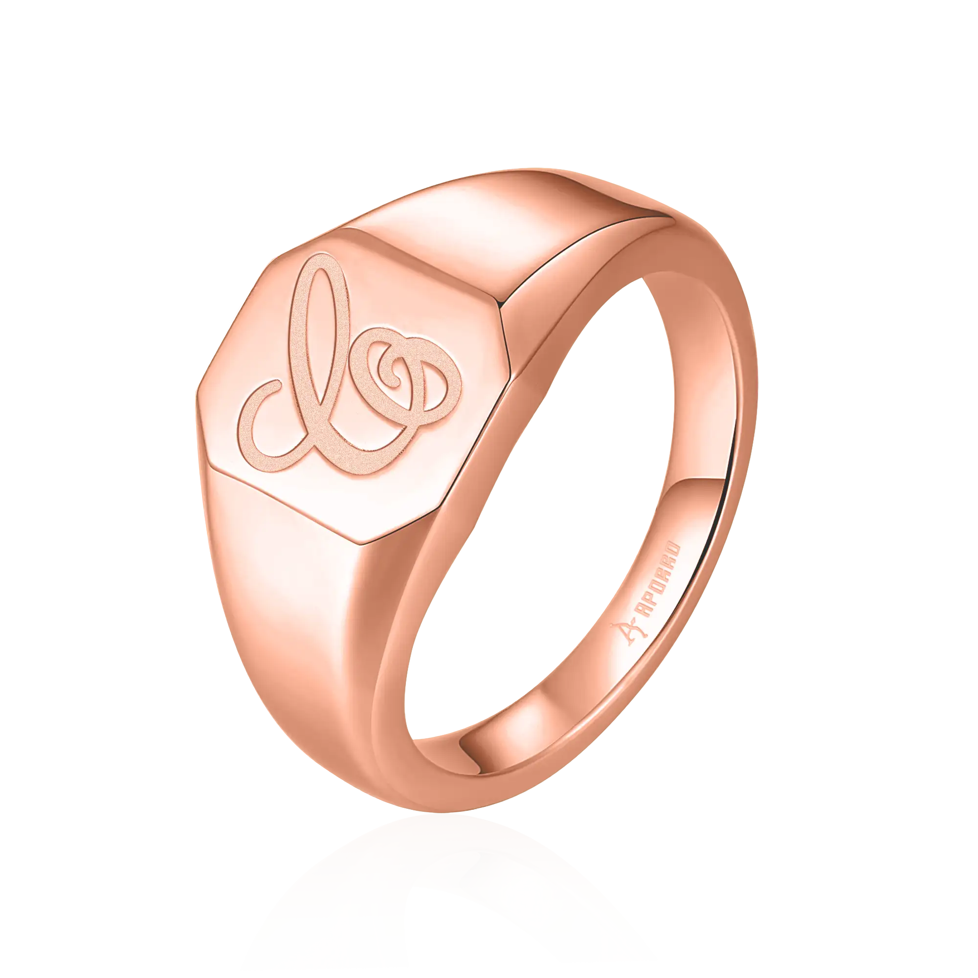 Custom Octagon Signet Ring - Letter