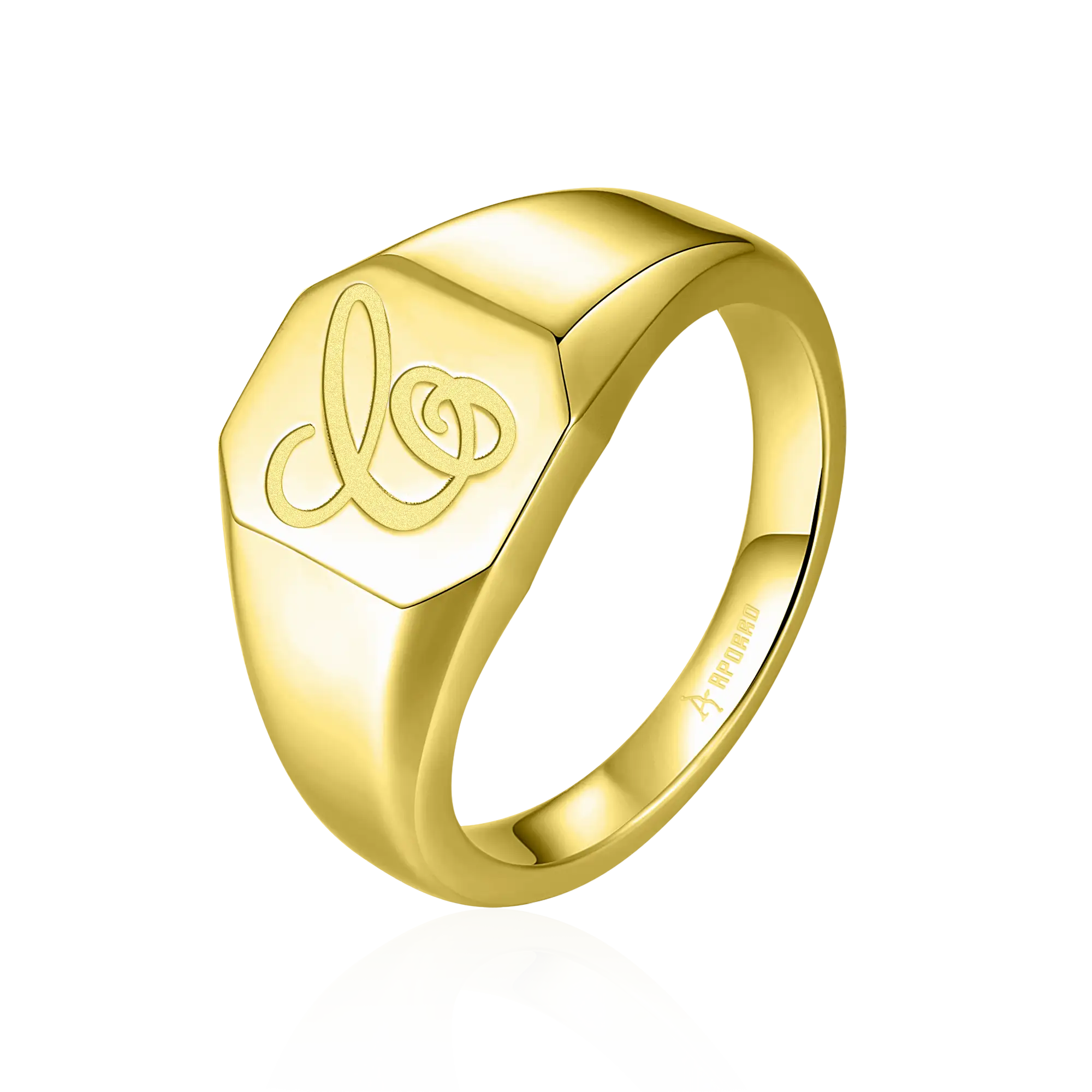 Custom Octagon Signet Ring - Letter