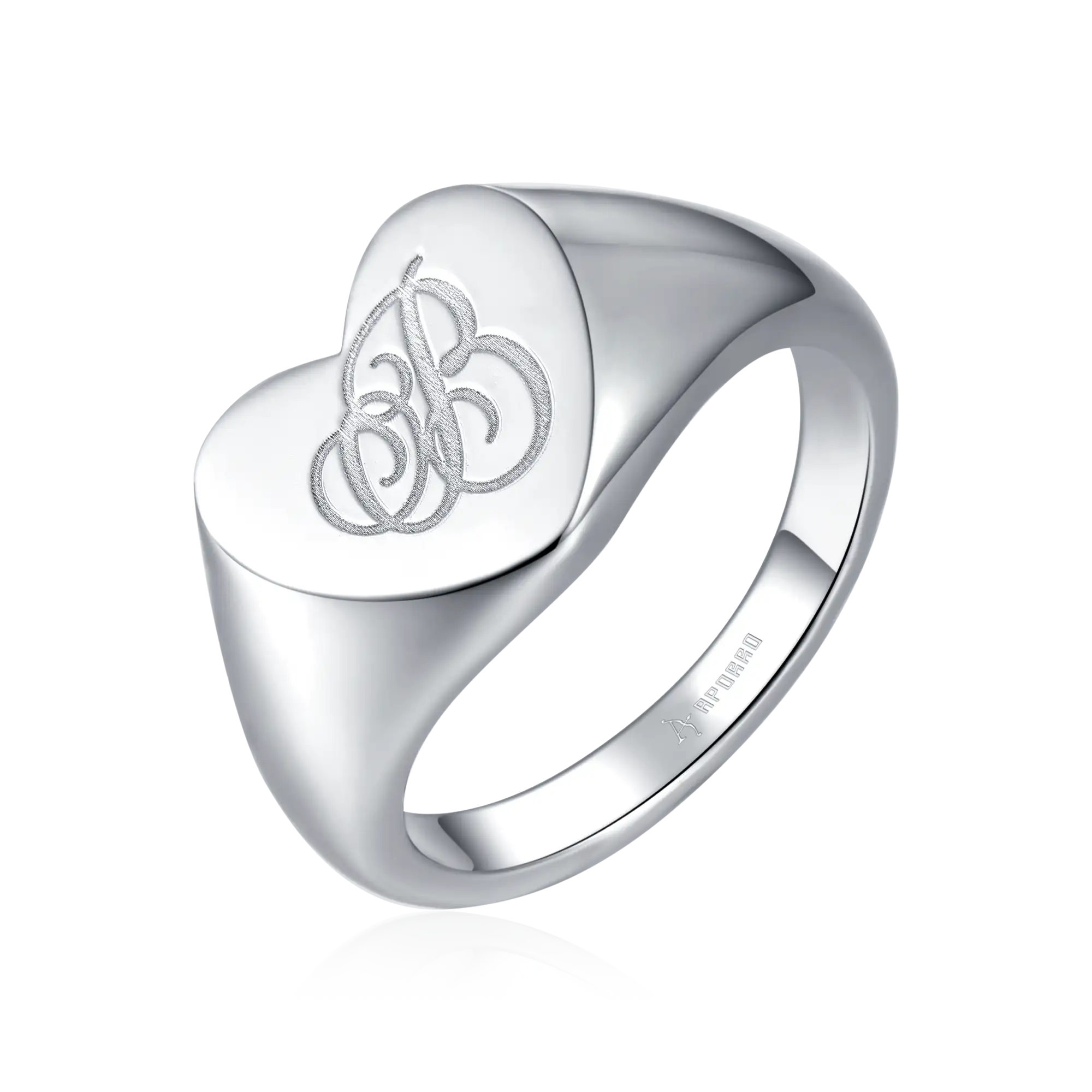 Custom Heart Signet Ring - Letter