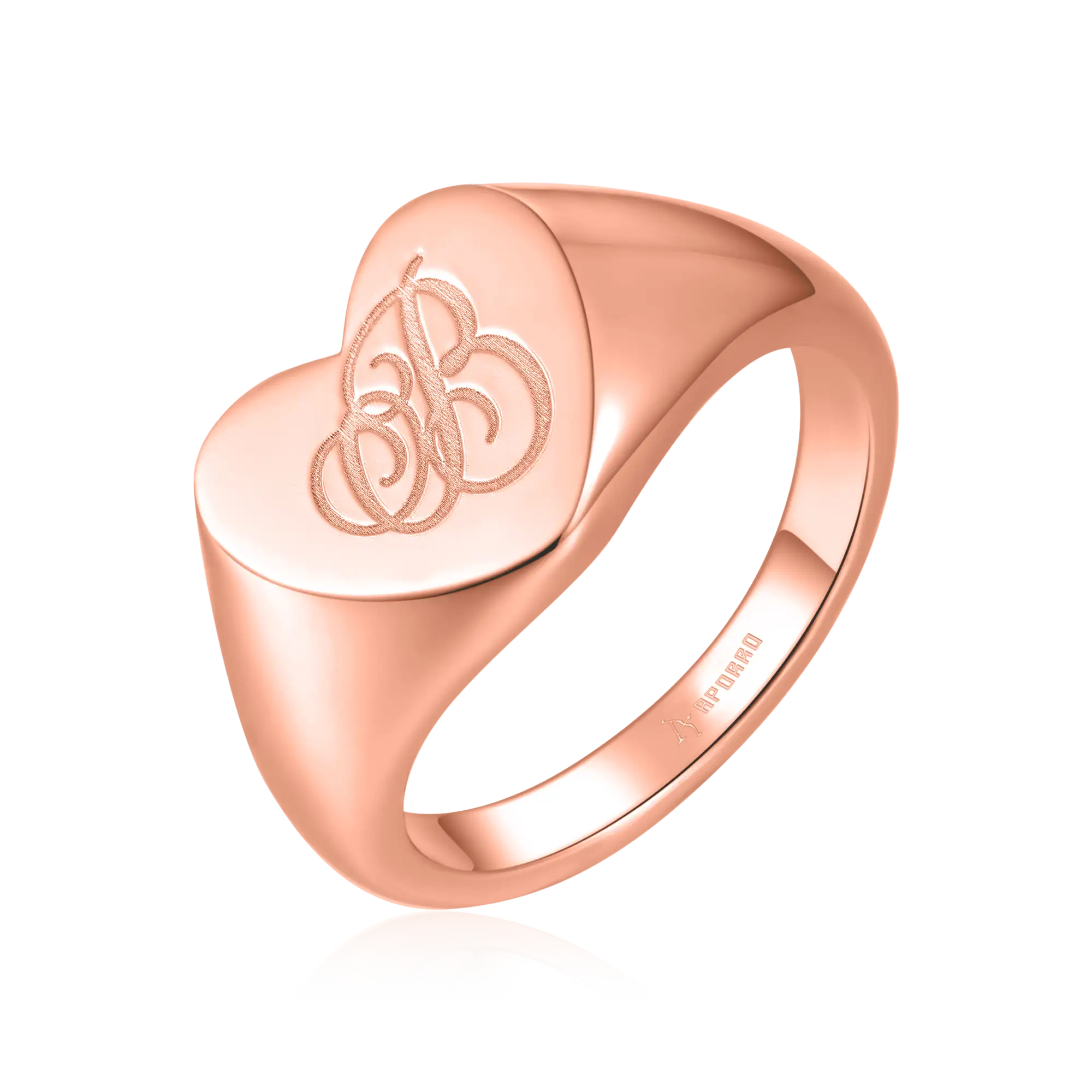 Custom Heart Signet Ring - Letter