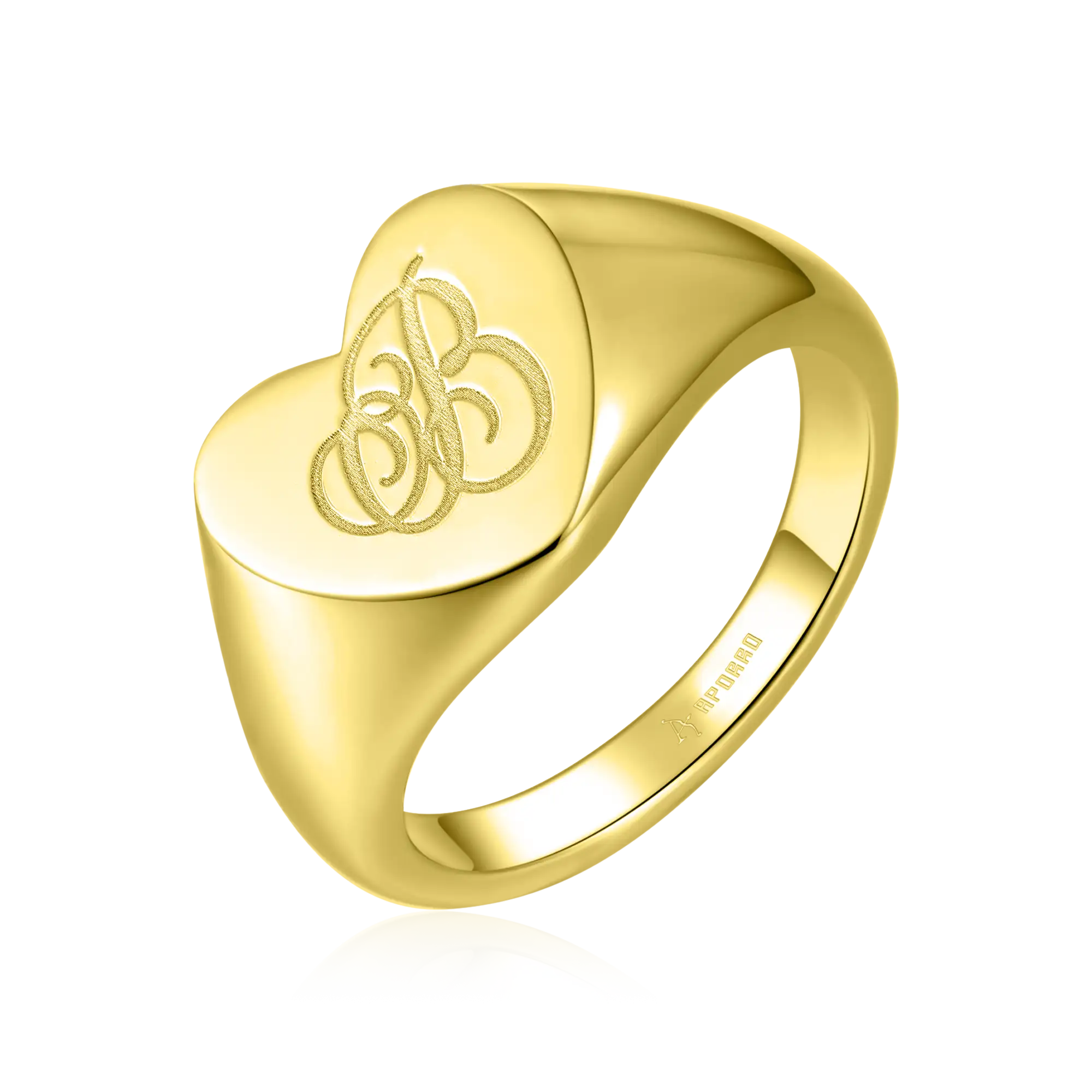 Custom Heart Signet Ring - Letter