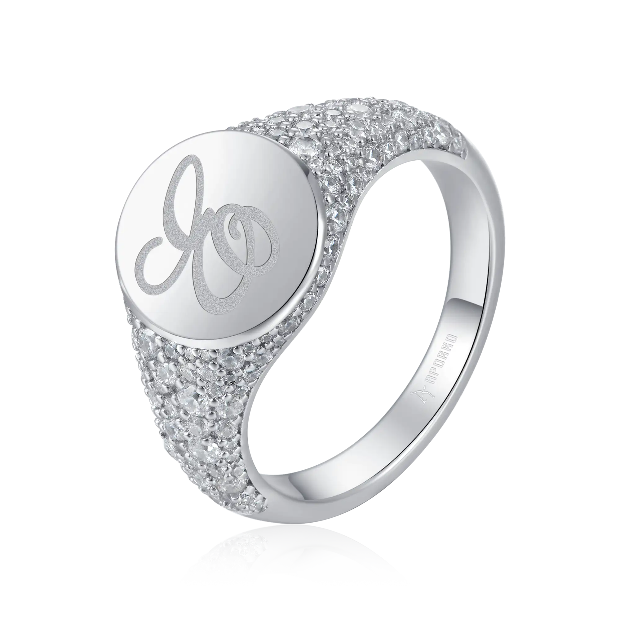 Custom Iced Oval Signet Ring - Letter