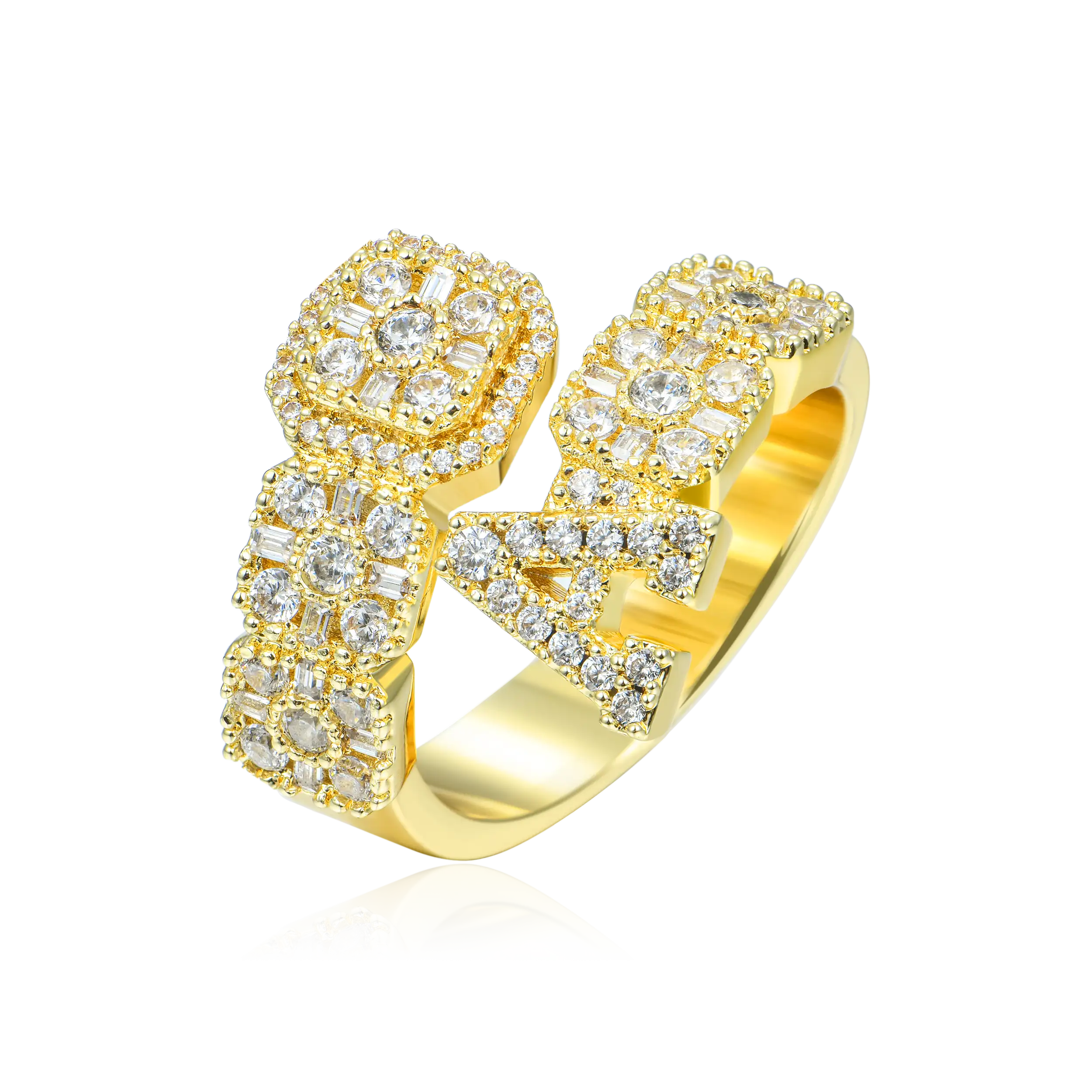 Custom Baguette Cut Mix Letter Ring