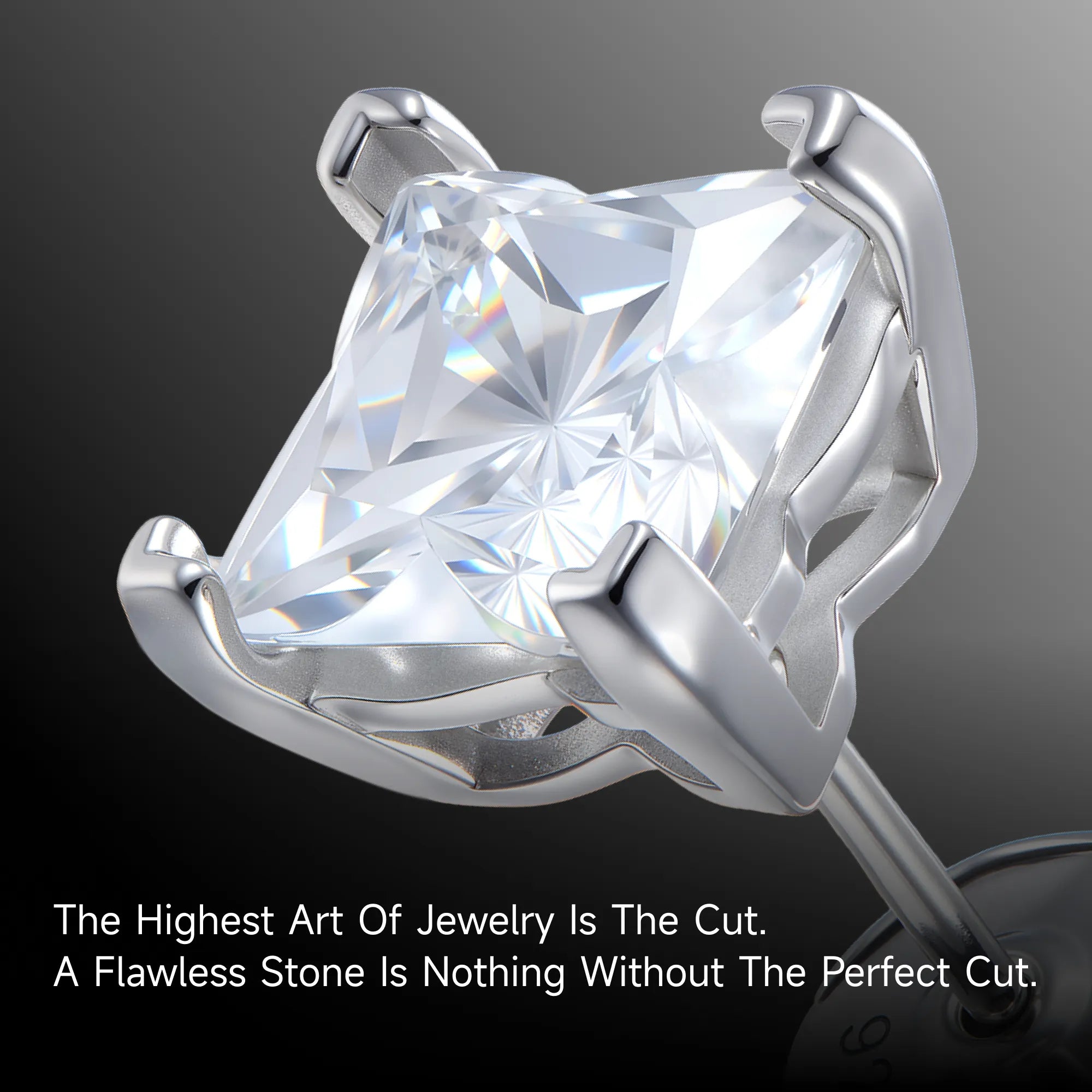 Moissanite Solid Clover Cut Stud Earrings - White