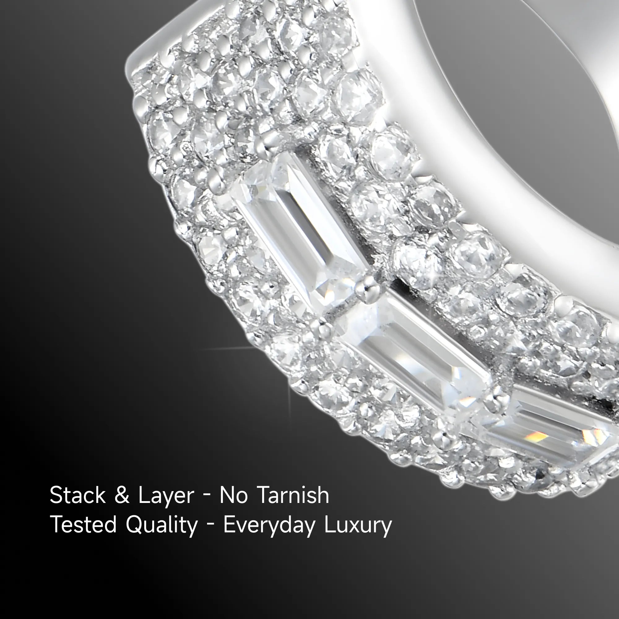 Moissanite Tri-Baguette Hoop Earring