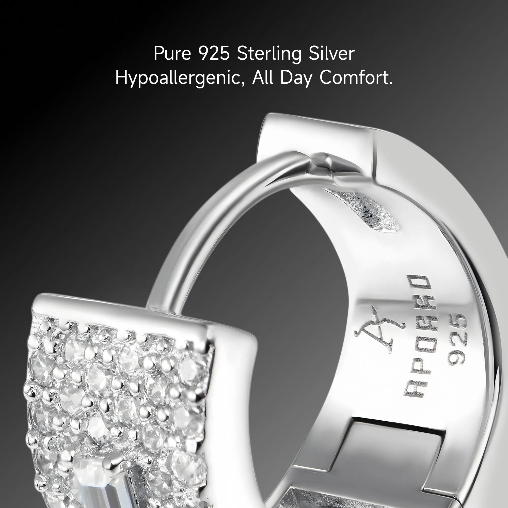 Moissanite Tri-Baguette Hoop Earring