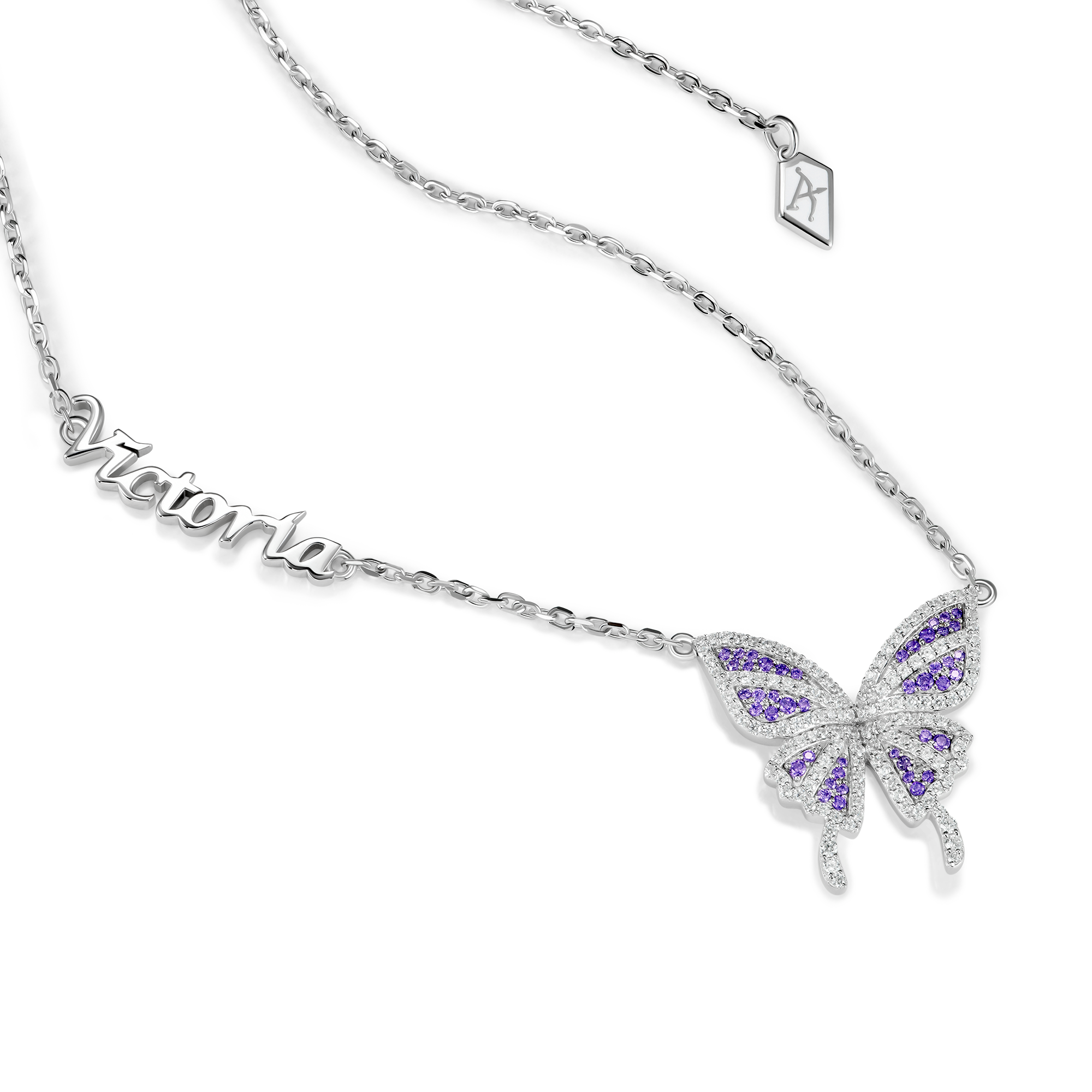 Custom Moissanite Purple Butterfly Necklace