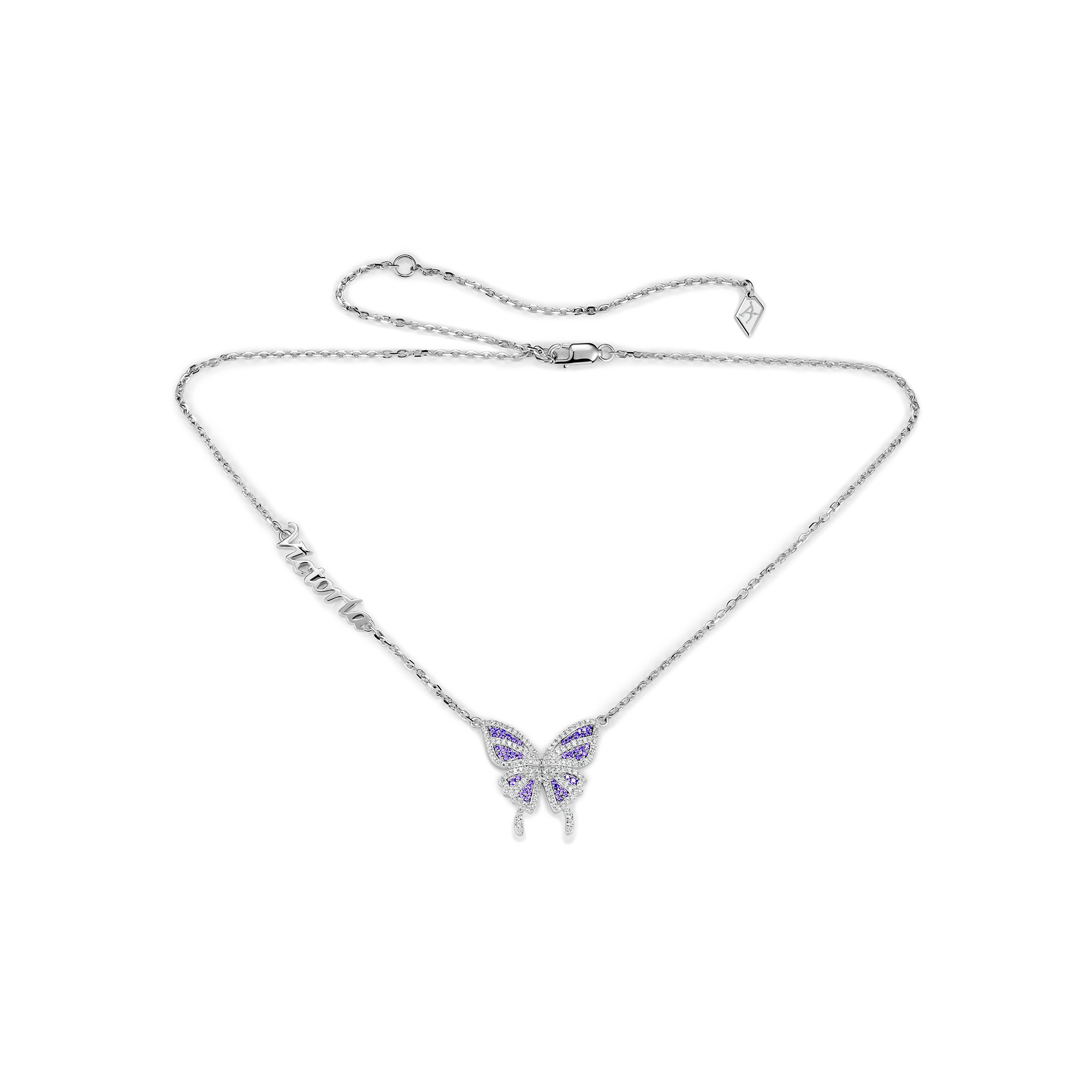 Custom Moissanite Purple Butterfly Necklace
