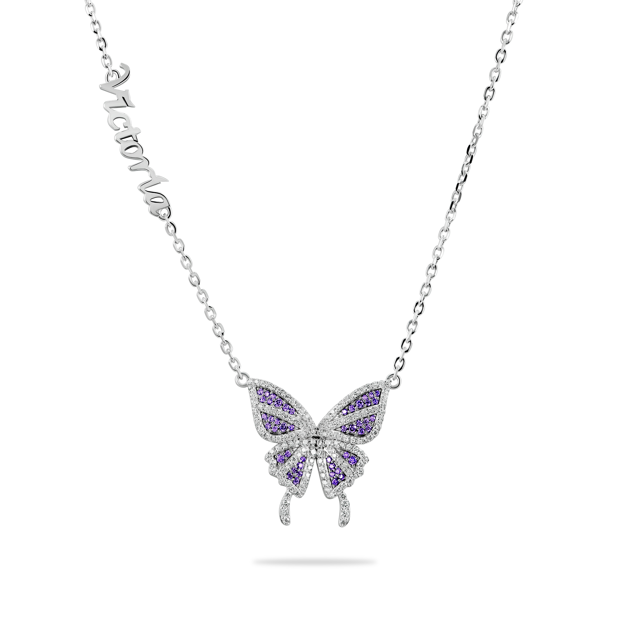 Custom Moissanite Purple Butterfly Necklace