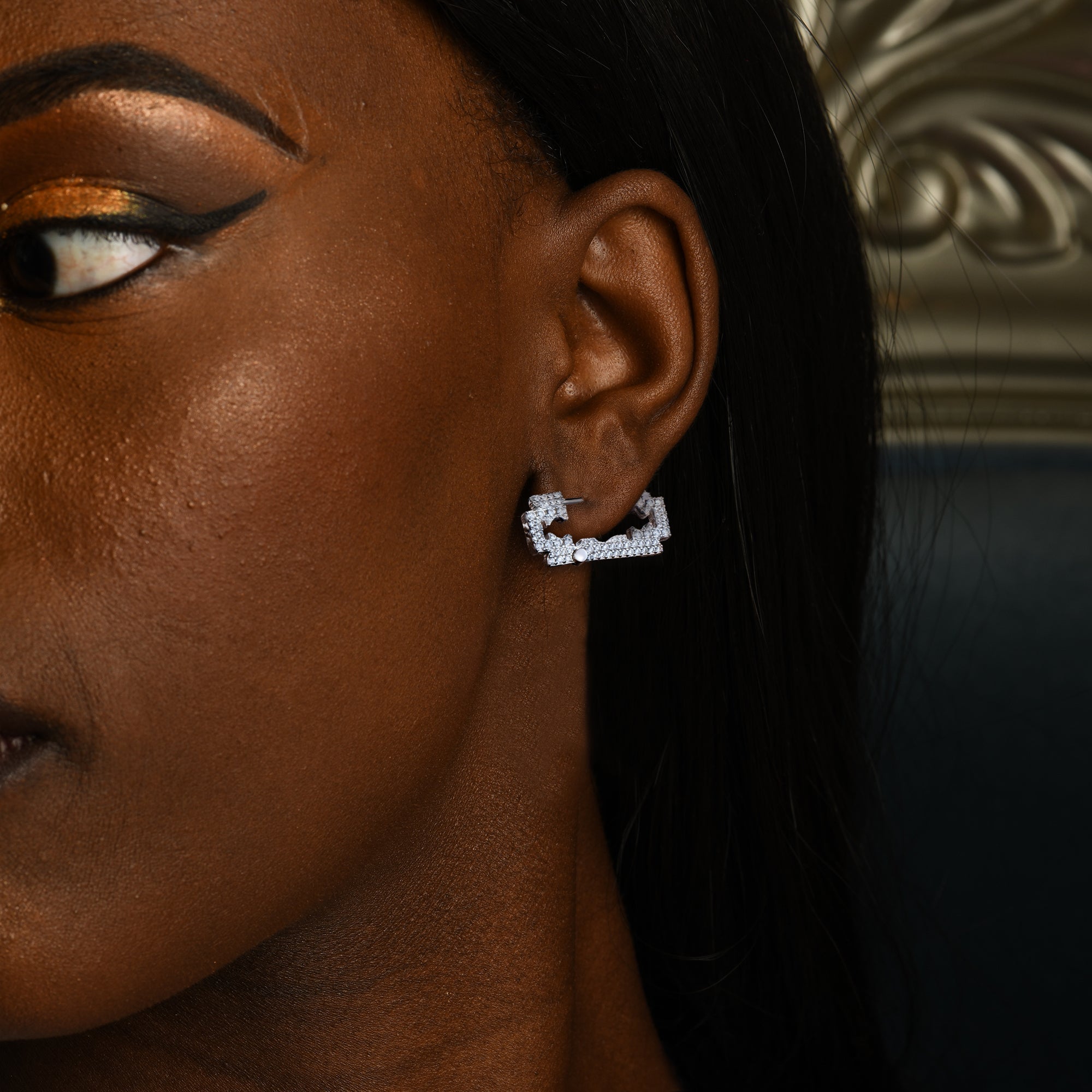 S925 Iced Bold Blade Earring