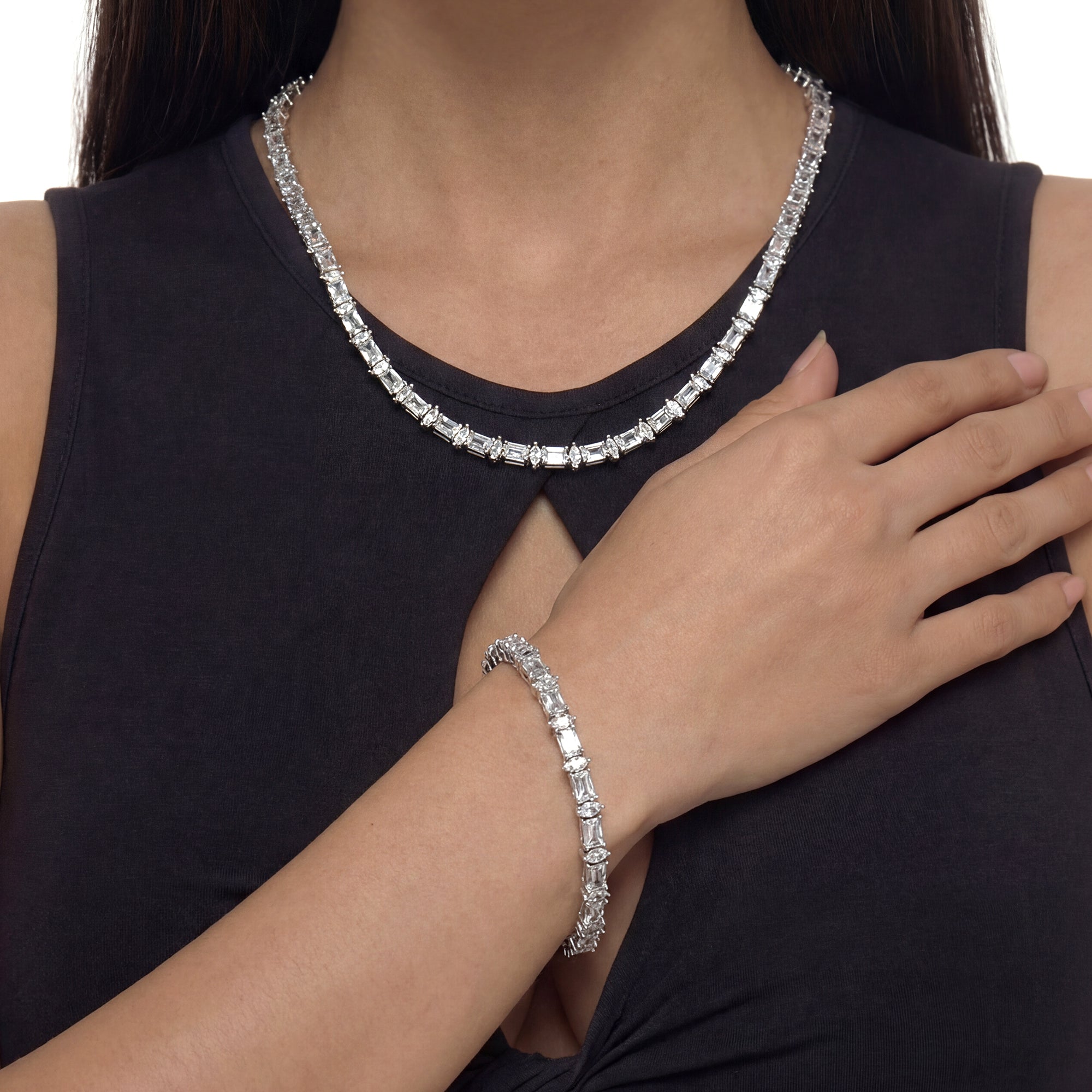 6mm Refined Luster Tennis Chain and Bracelet Gift Set