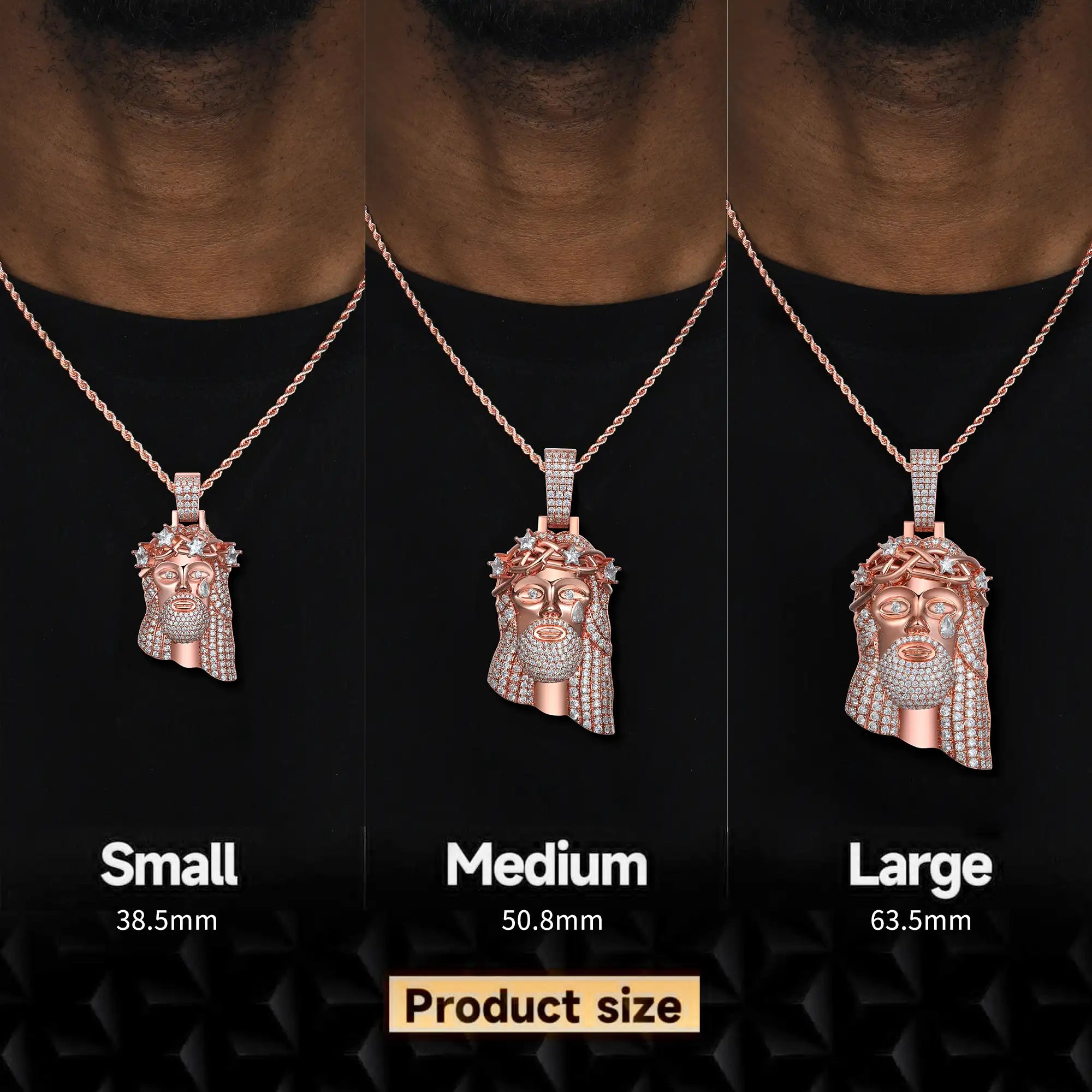 Rose Gold Stellar Jesus Pendant - Medium