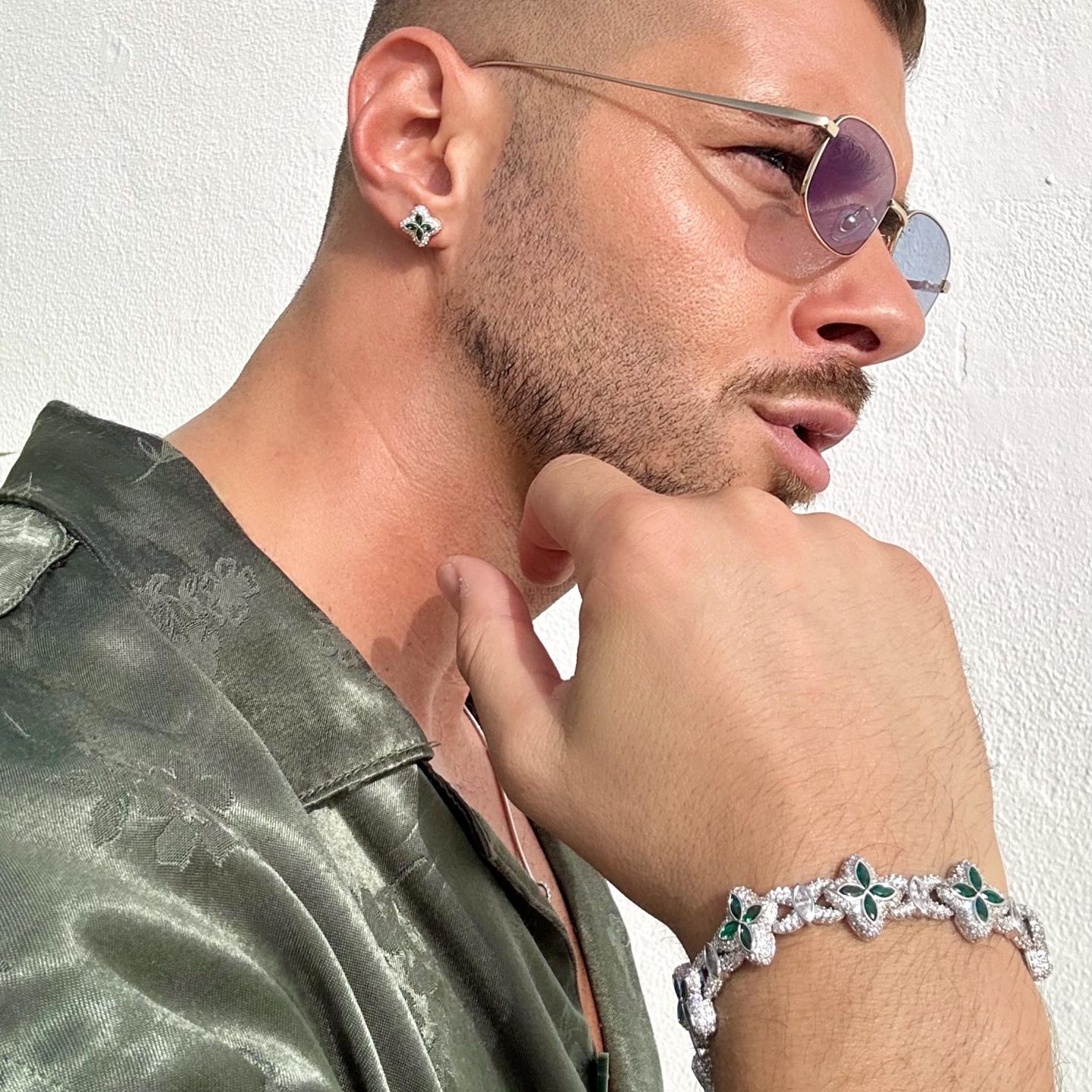 Iced Luminous Clover Bracelet & Earring Set