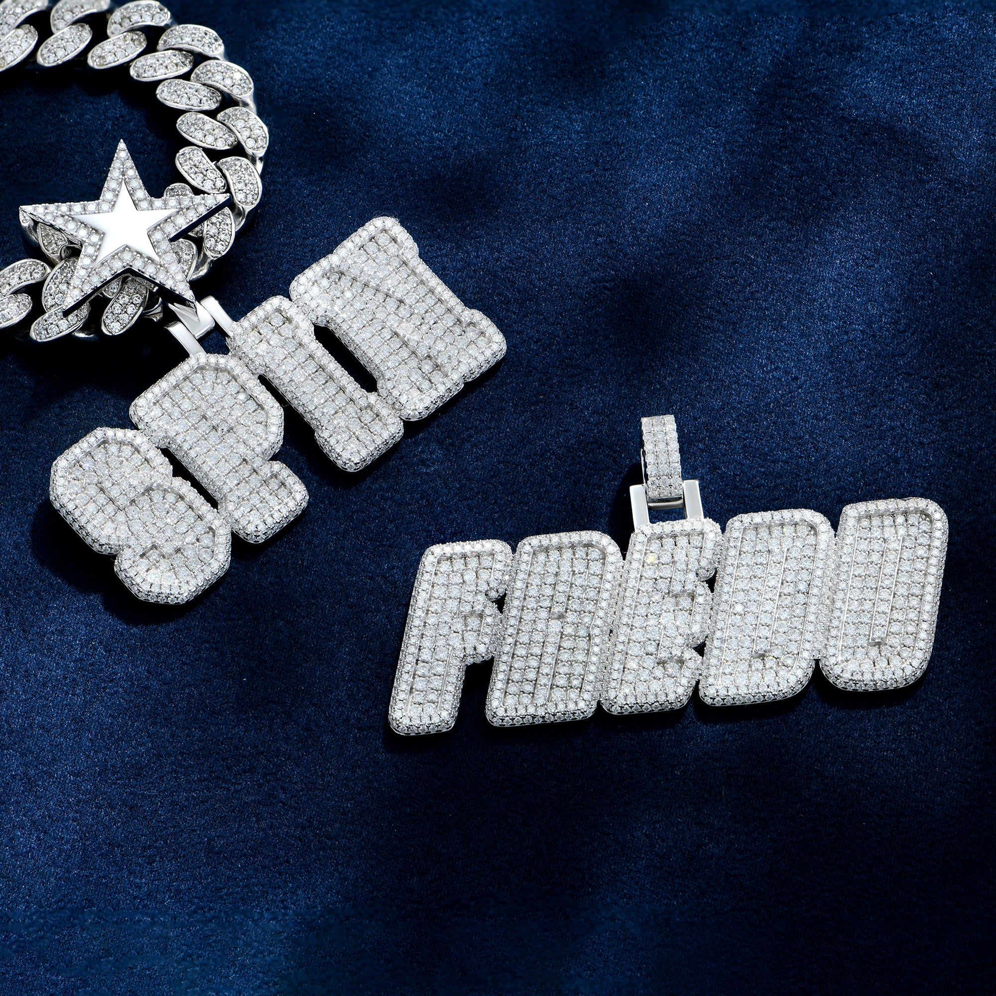 Custom Moissanite University Font Letter/Number Name Pendant