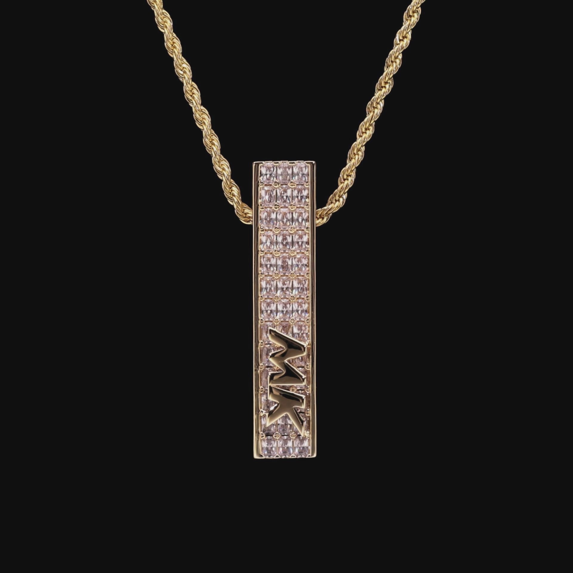 Custom Emerald Cut Square Pillar Pendant-40mm