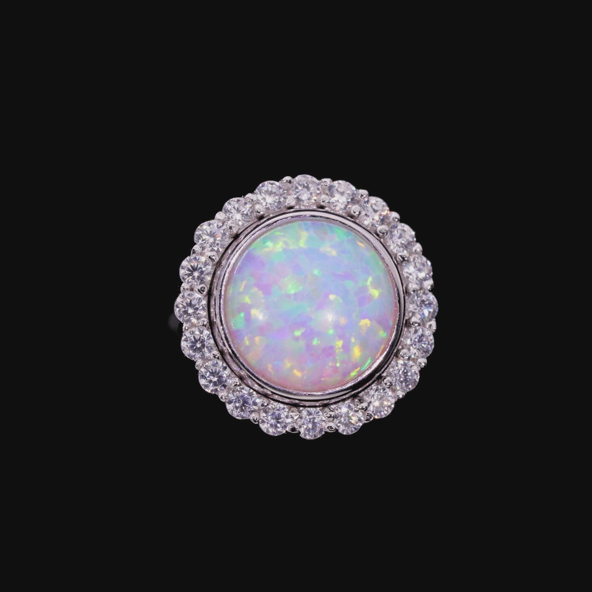 S925 Opal Halo Detachable Stud Earrings