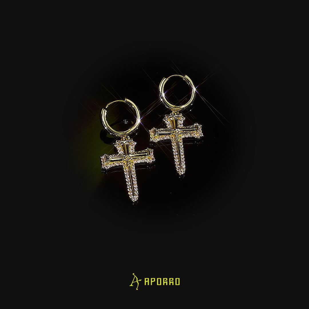 Nail Cross Dangly Earring