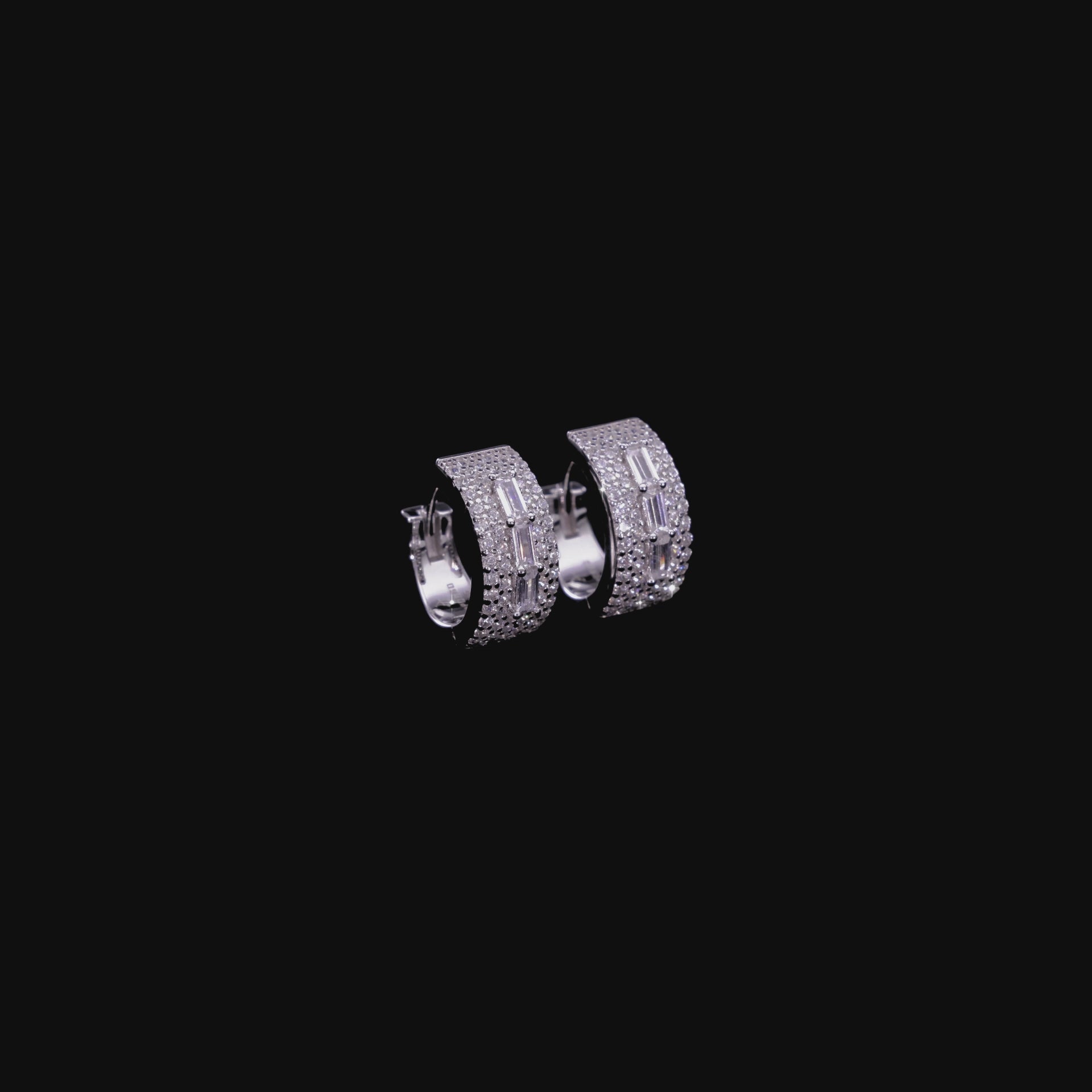 Tri-Baguette Hoop Earring