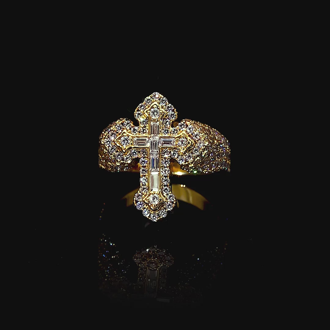 Baguette Iced Cross Ring
