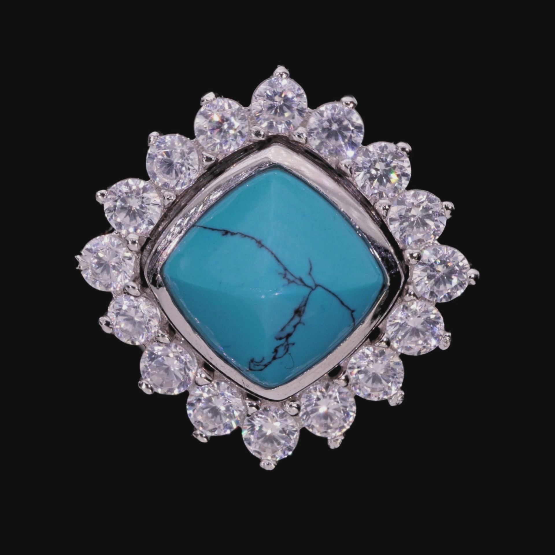 S925 Turquoise Halo Detachable Stud Earrings