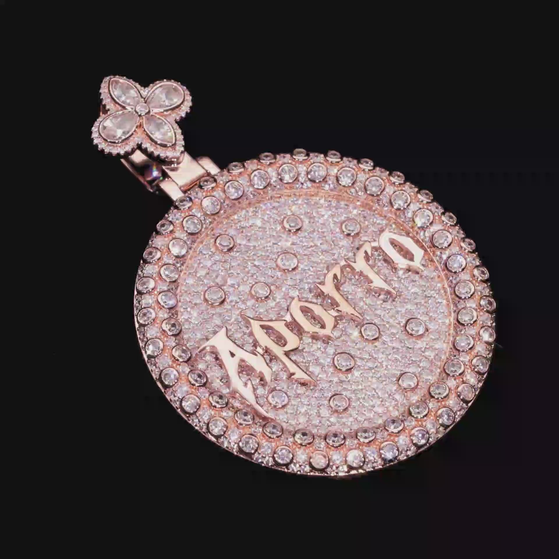 Custom Full Iced Round Bezel Set Pendant