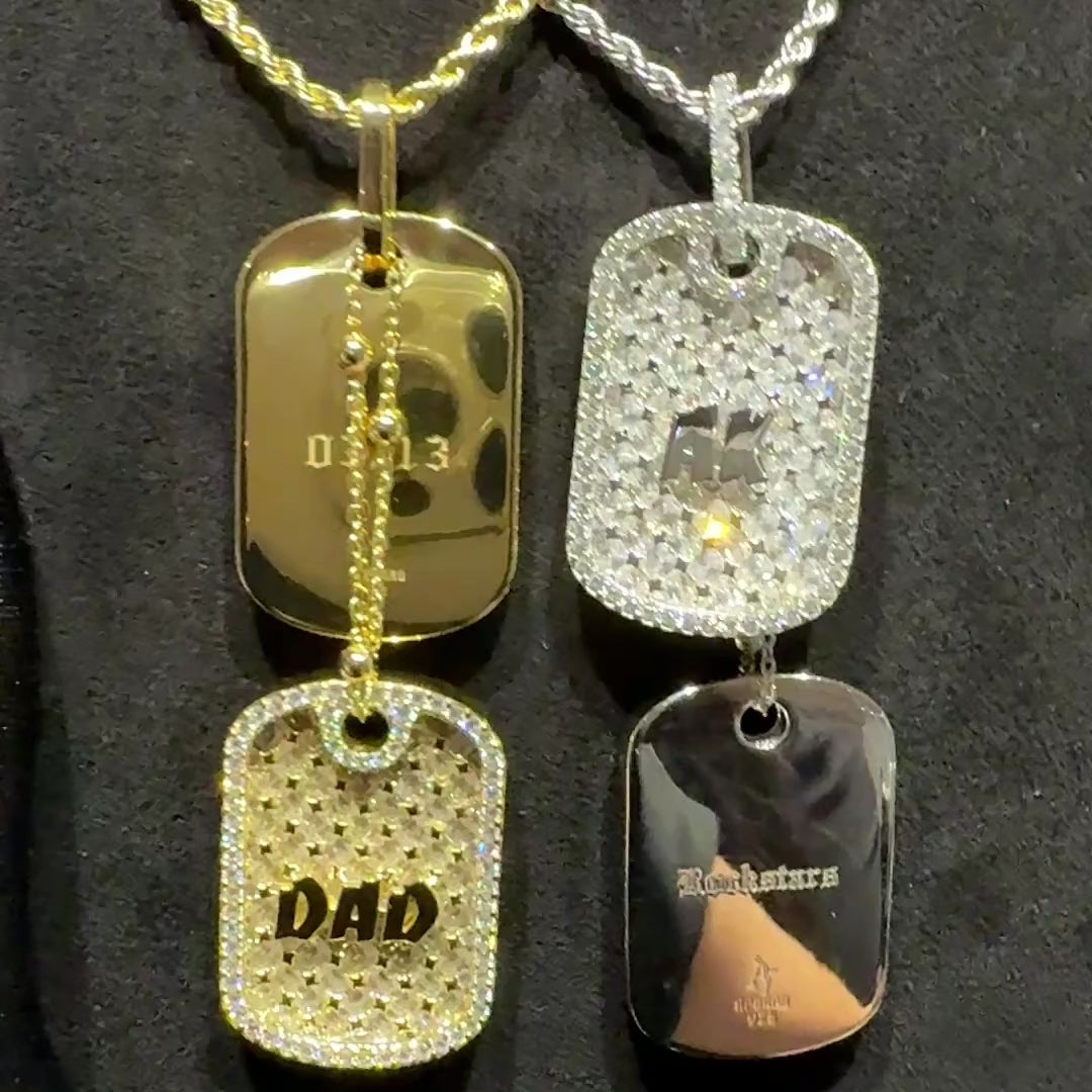Custom Emerald Cut Double Dog Tag Pendant