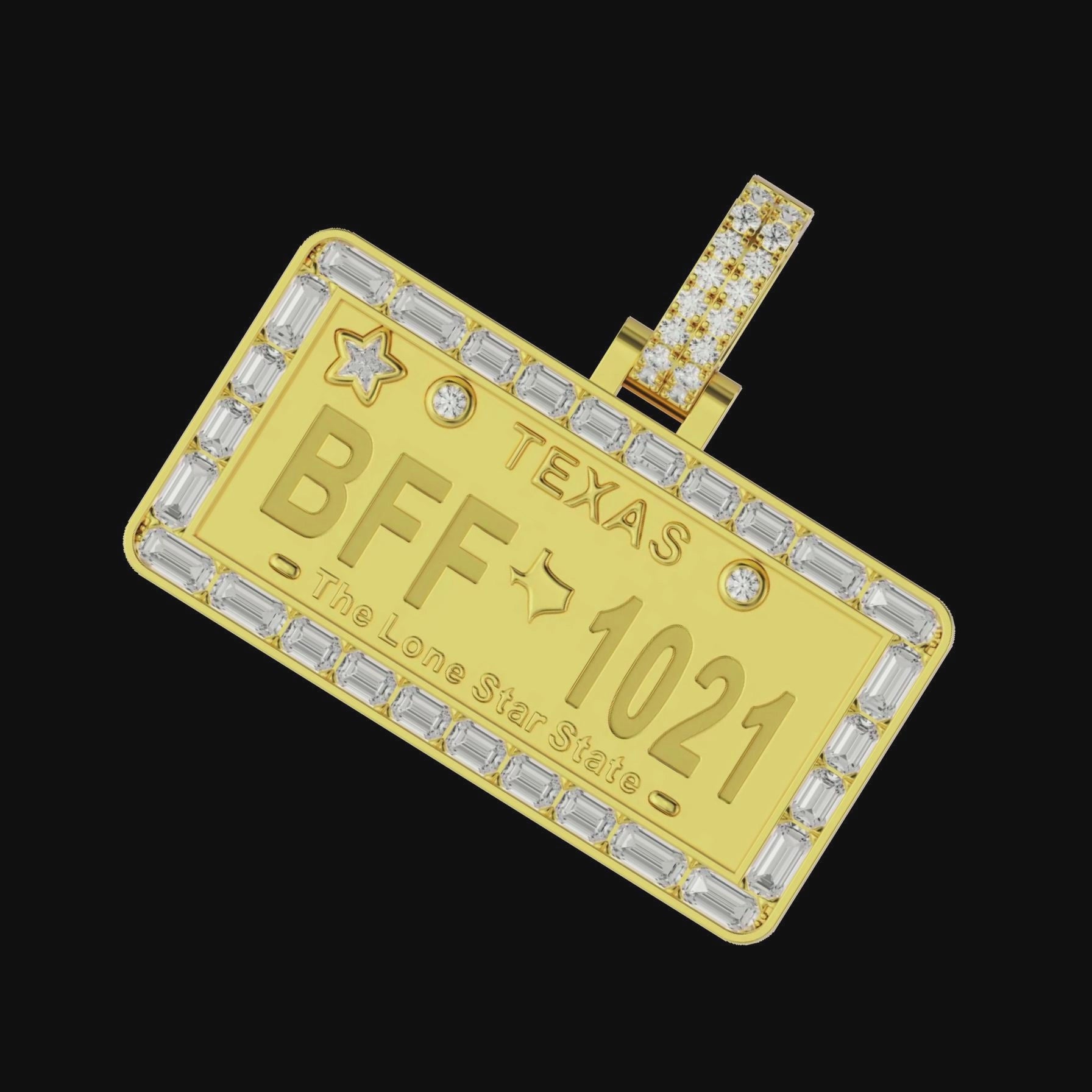 Custom License Plate Pendant (Texas/New York/Florida) - 38mm