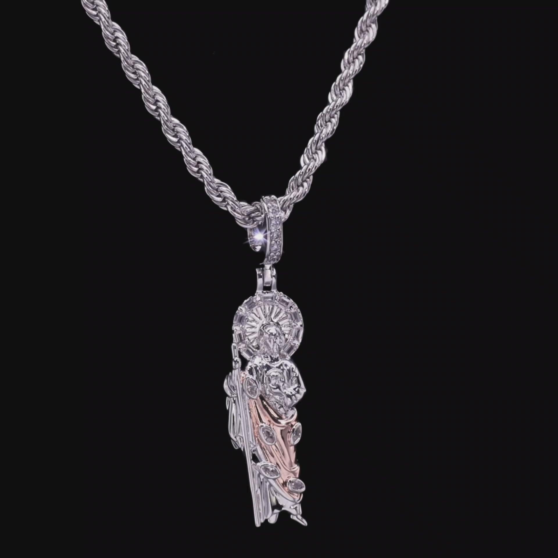 Moissanite St. Jude Dual-Tone Pendant