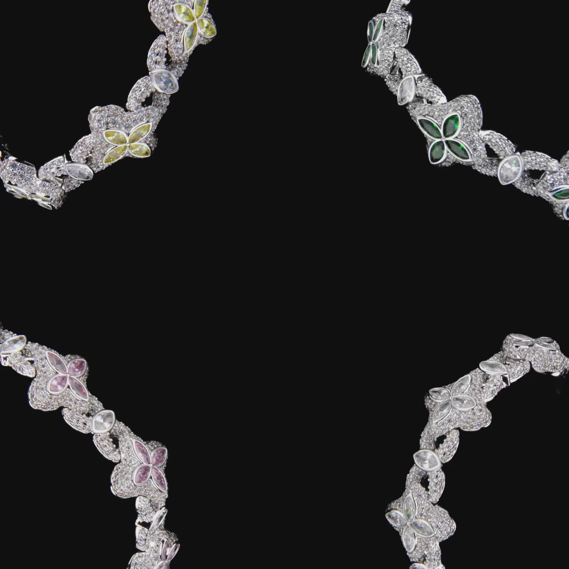 Iced Luminous Clover Bracelet - White Diamond