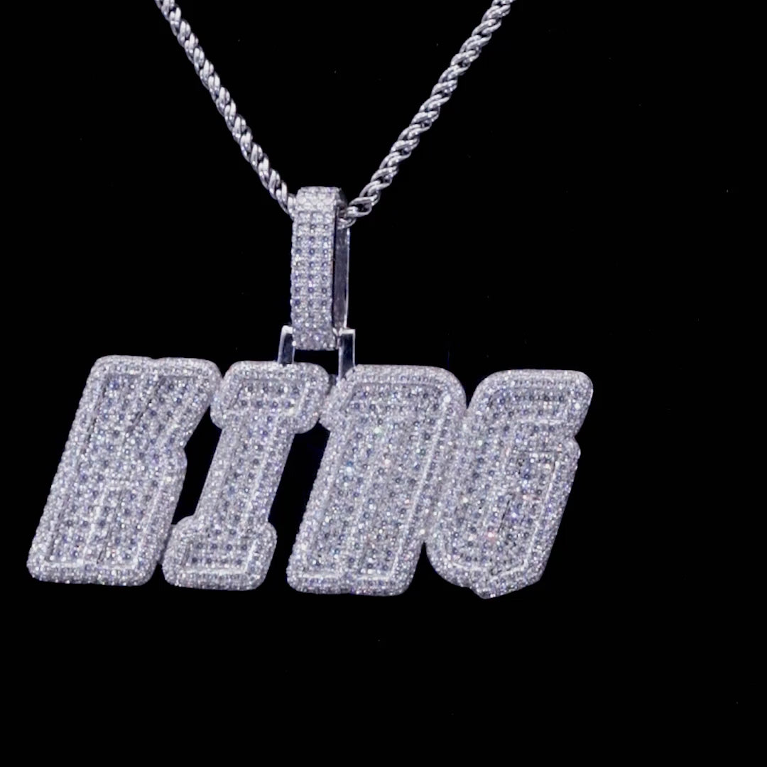 Custom Moissanite University Font Letters Name Pendant Necklace