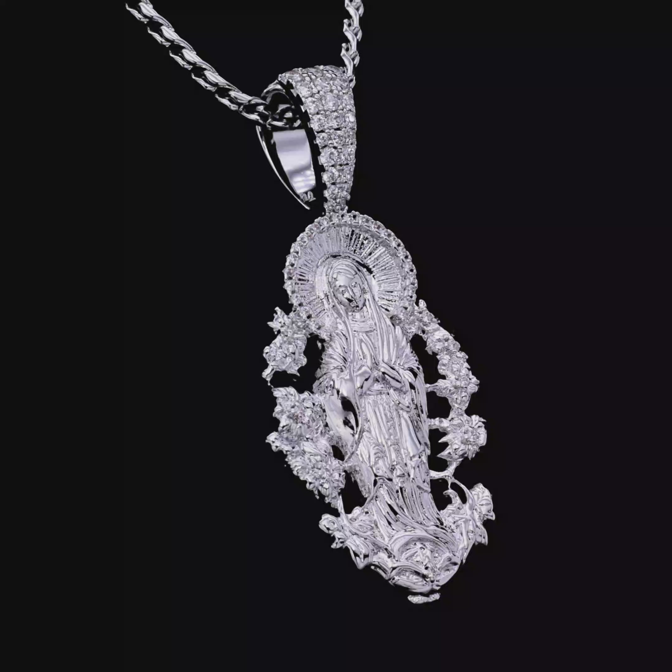 Moissanite Saint Mary Celestial Bloom Pendant