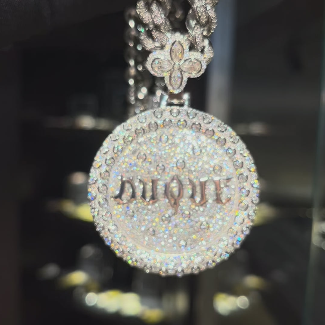 Custom Full Iced Round Bezel Set Pendant