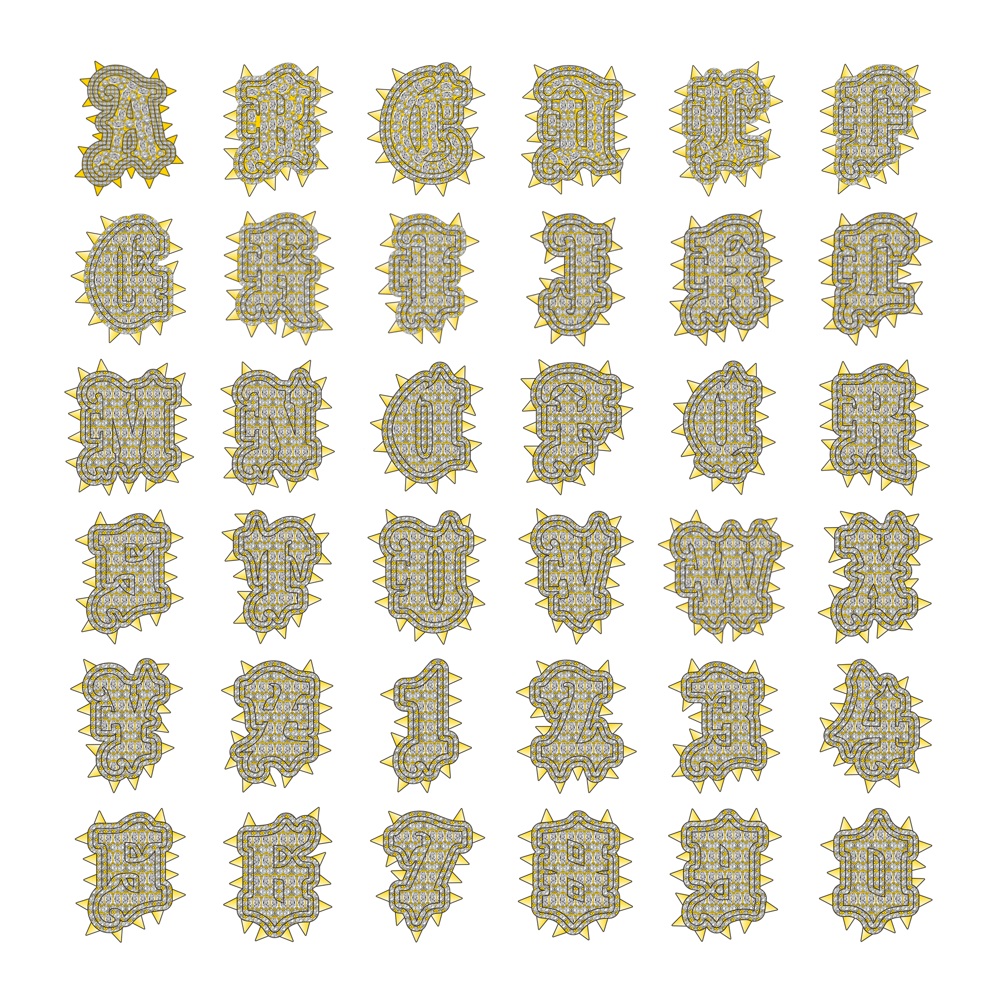 Custom Old English Willow Studded Font Pendant